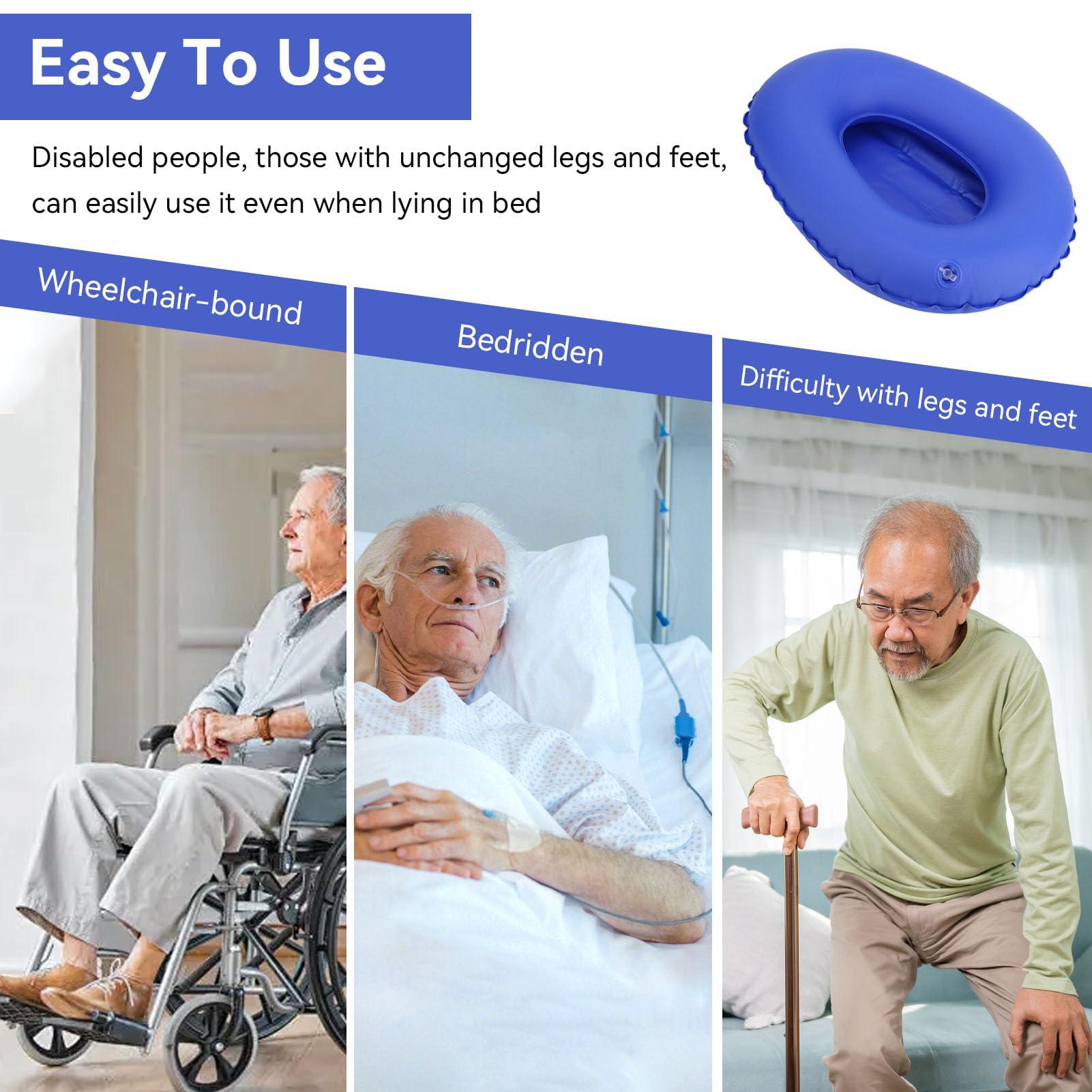 HERCHR HERCHR Inflatable Air Cushions Bedpan, Inflatable Bed Pan Bedpans for Elderly Men Bed Pans for Elderly Men Washable Anti Bedsore Toilet Urinal for Elderly Bedridden Blue