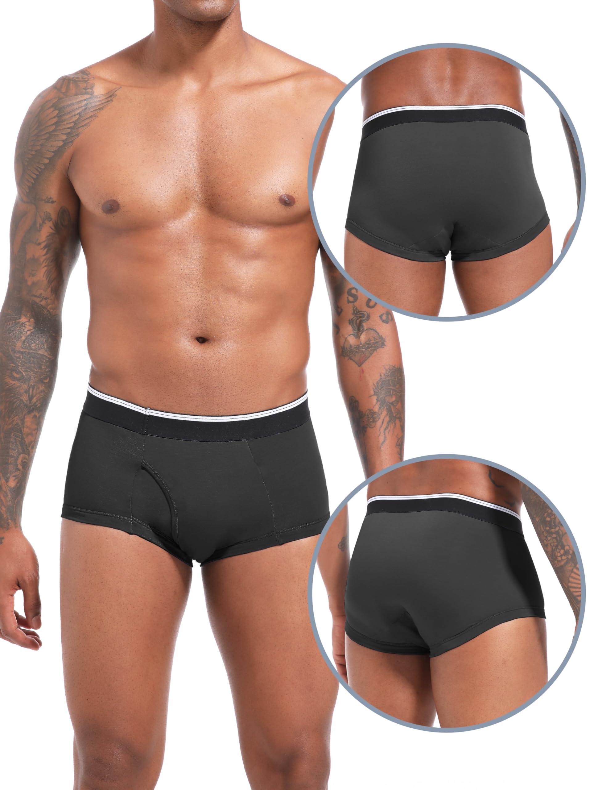 TIICHOO TIICHOO Washable Incontinence Underwear for Men Soft Male Protective Leak Proof Briefs with 50 ml Absorbency 5 Pack(XX-Large, 5 Black)