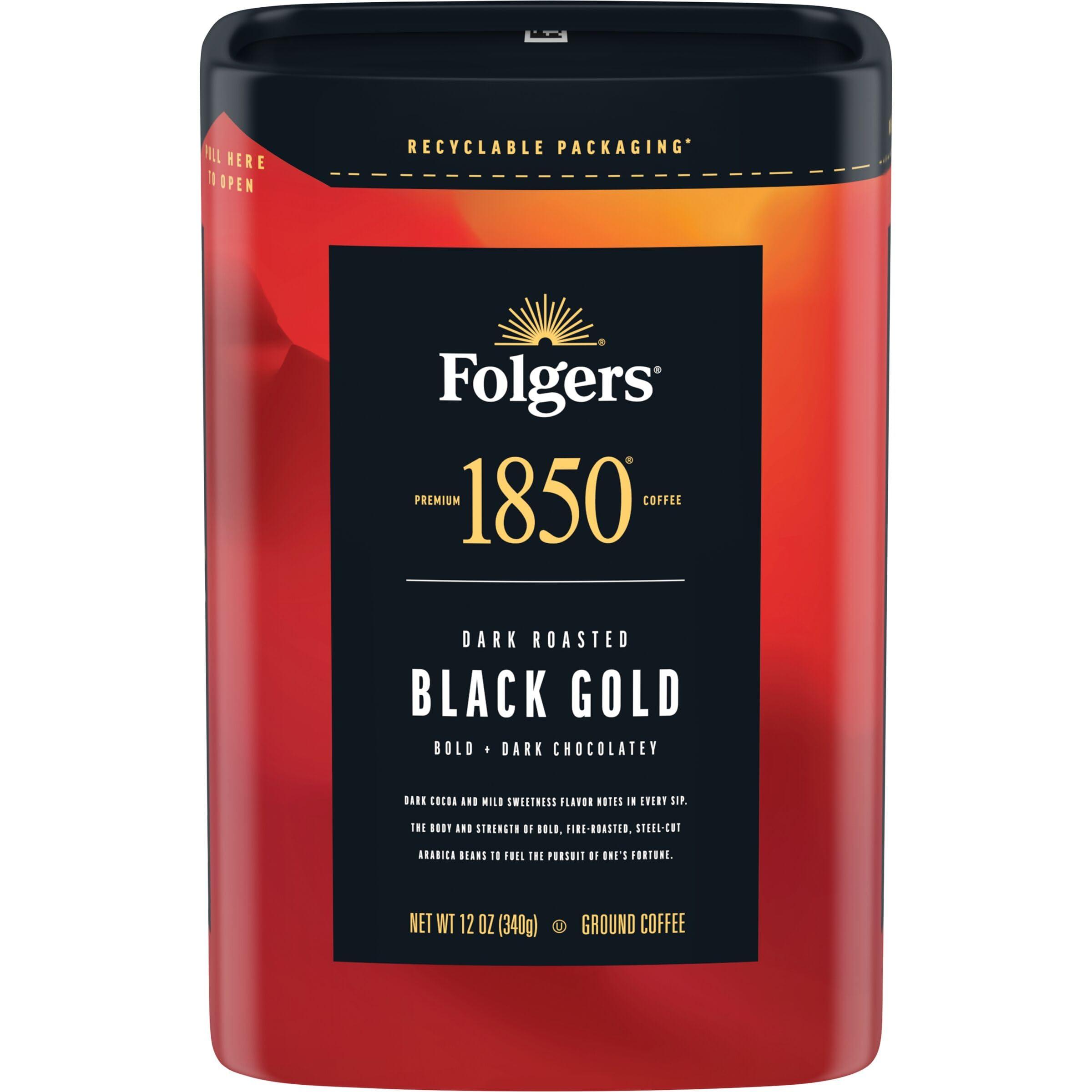Folgers Folgers 1850 Black Gold Dark Roast Ground Coffee, 12 Ounce (Pack of 6)
