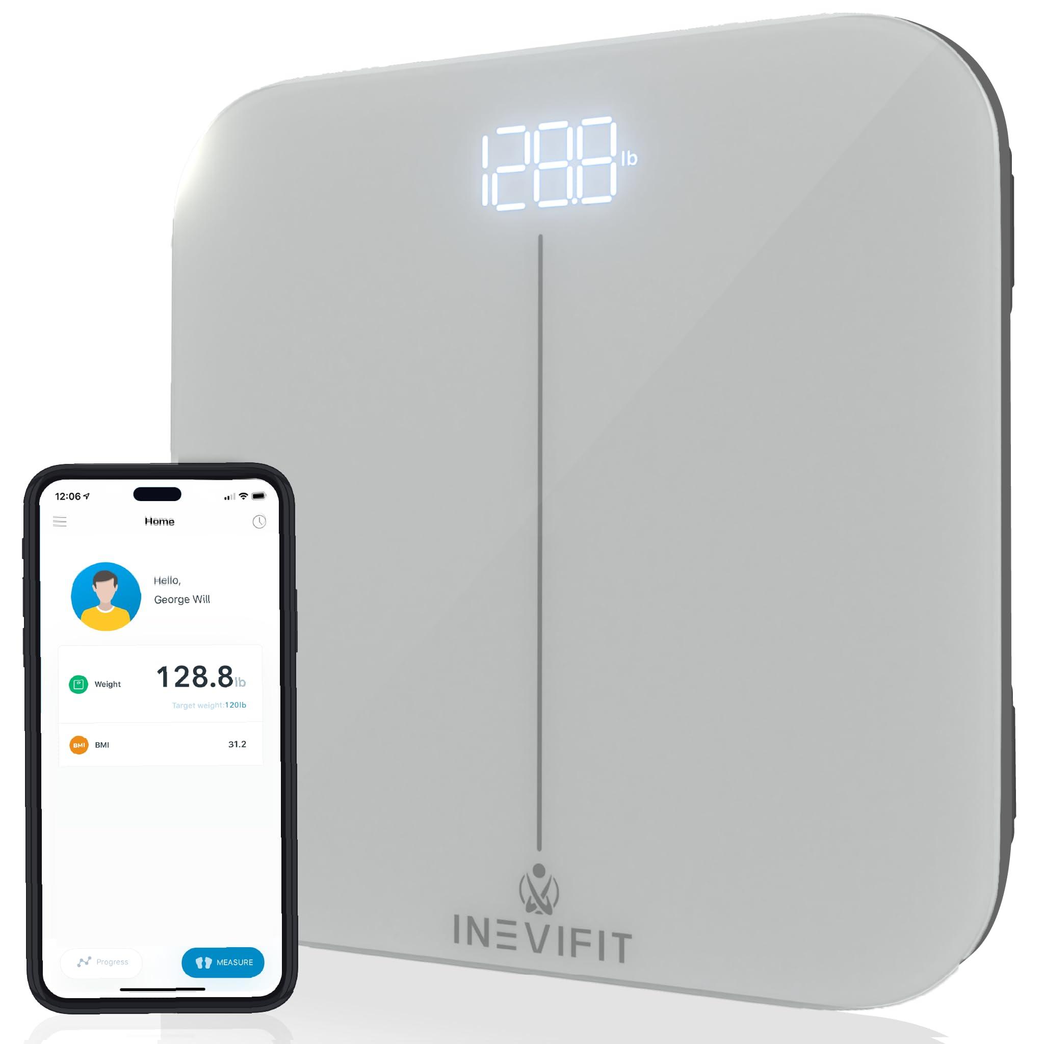 inevifit INEVIFIT Smart Premium Bathroom Scale, Highly Accurate Bluetooth Digital Bathroom Body Weight Scale, Precisely Measures Weight & BMI for Unlimited Users