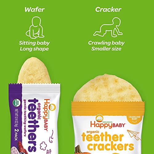 Happy Baby Happy Family Baby Gentle Teethers Organic Teething Wafers , 0.14 Ounce Packets (Box of 12) Soothing Rice Cookies for Teething Babies Dissolves Easily Gluten Free No Artificial Flavor