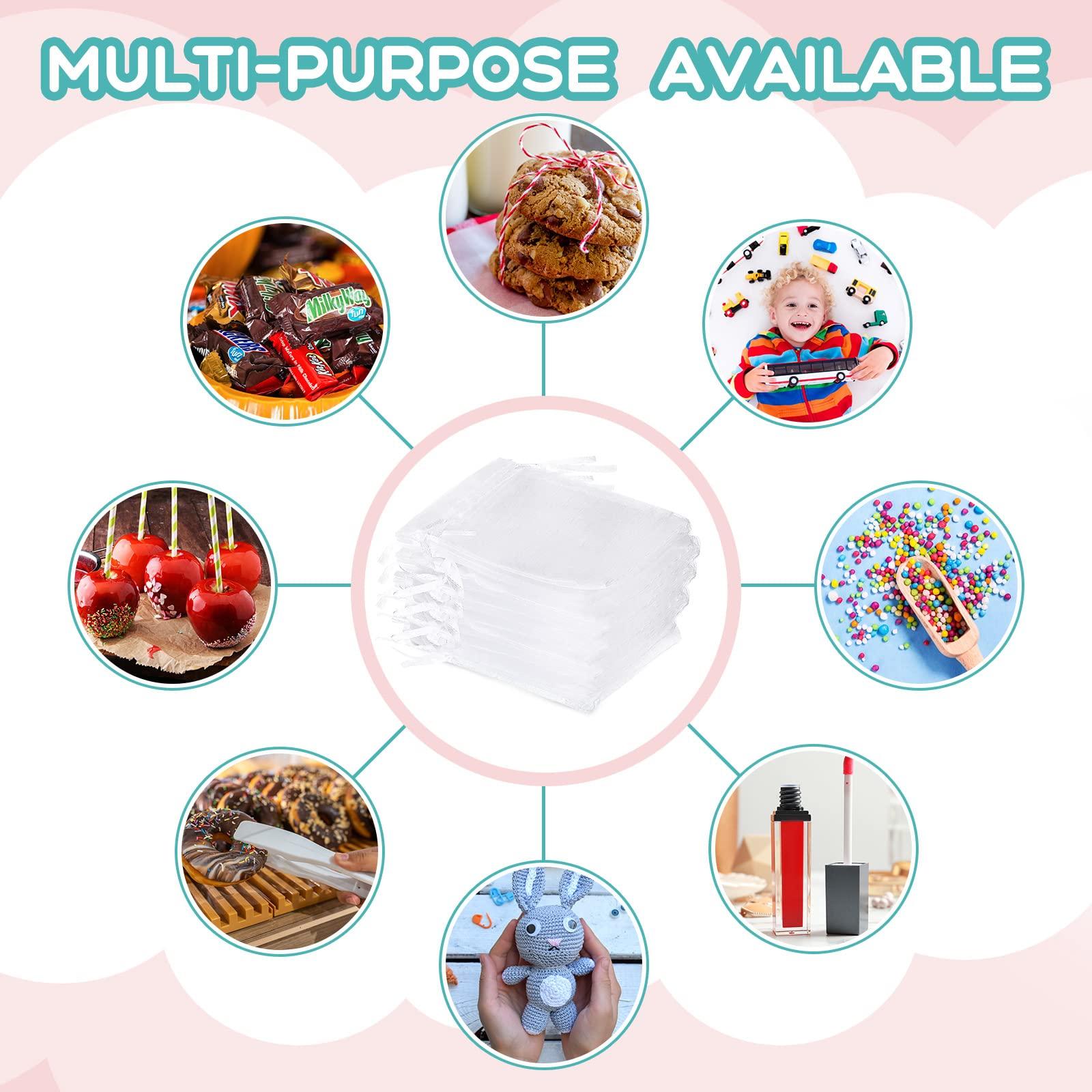 Hoolerry 500 Pcs Organza Gift Bags Jewelry Bags Small Mesh Bags Drawstring Sachet Bags Wedding Favor Bags Bracelet Bags for Packaging Sheer Bags Jewelry Pouches for Small Gifts (White, 3 x 4 Inch)