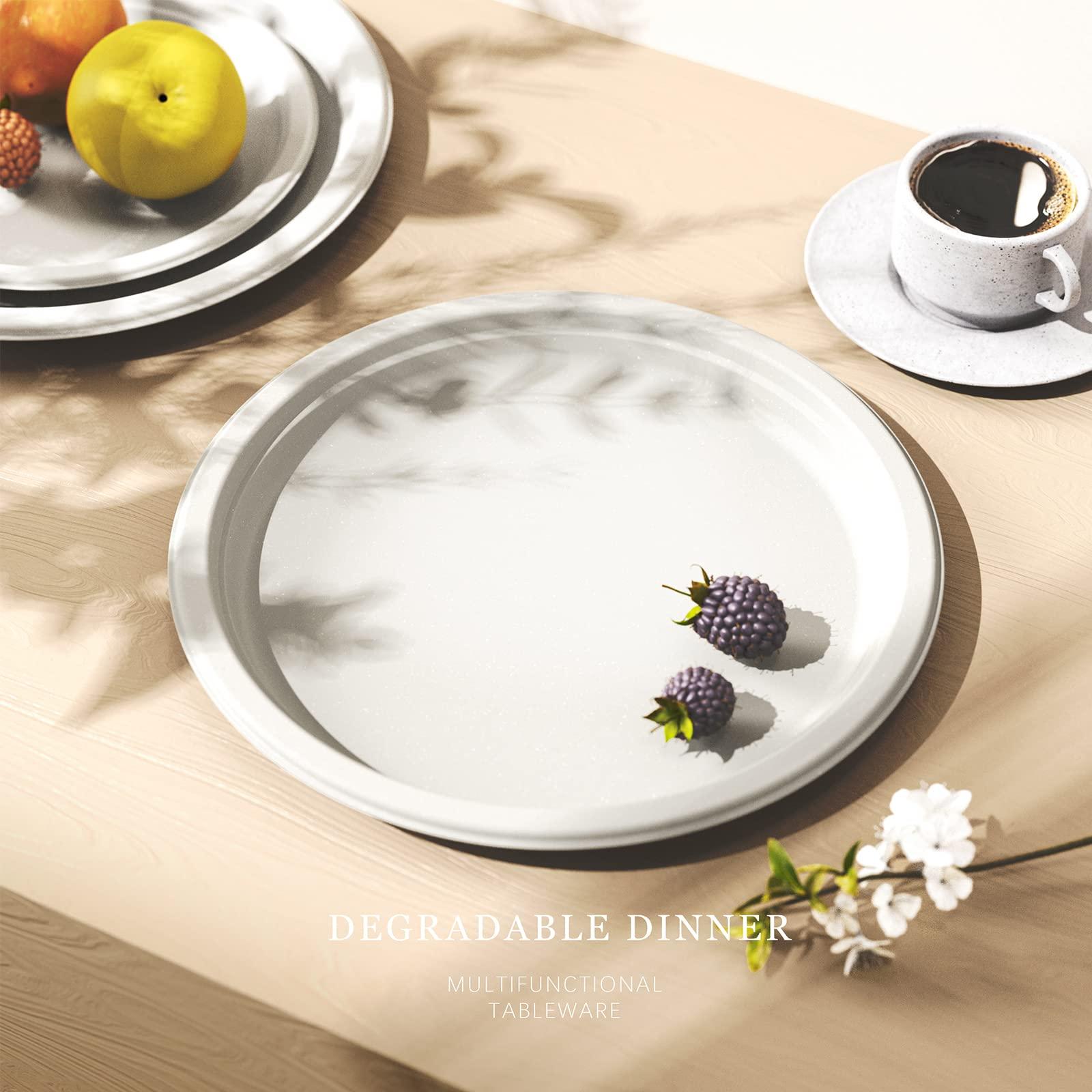 YONGZHUKANG YONGZHUKANG Paper Plates Disposable, Compostable Heavy Duty Plates 9" Biodegradable Sugarcane Bagasse Plates for Dinner Halloween Thanksgiving Christmas Valentines Holiday Party 125 pack