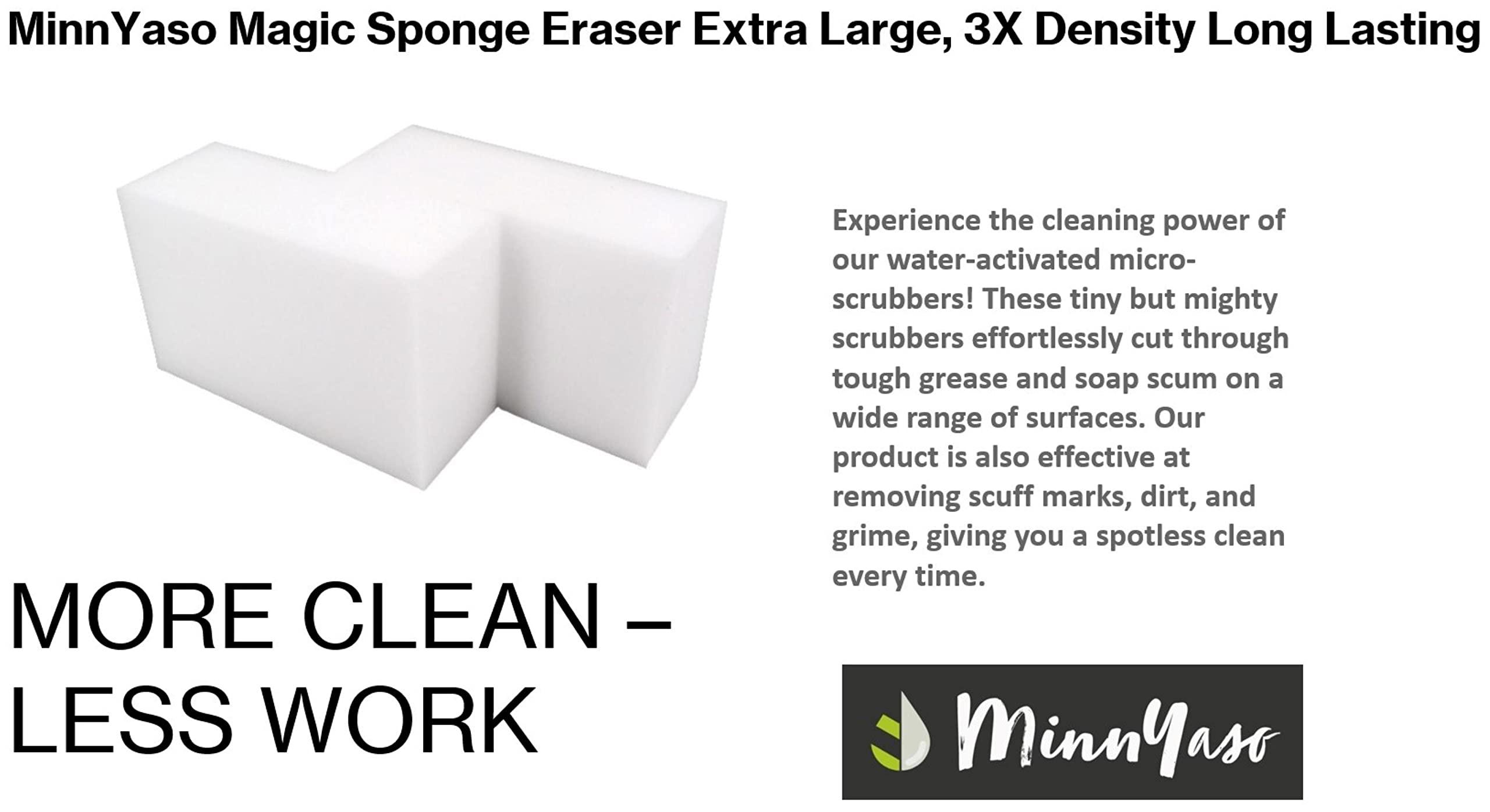 MinnYaso 50 Pack Magic Sponge Eraser Extra Large Extra Thick Long Lasting, Premium Magic Erasing Sponges in Bulk - Multi Surface Power Eraser Cleaning Pads Kitchen, Bathtub, Floor, Baseboard, Bathroom, Walls