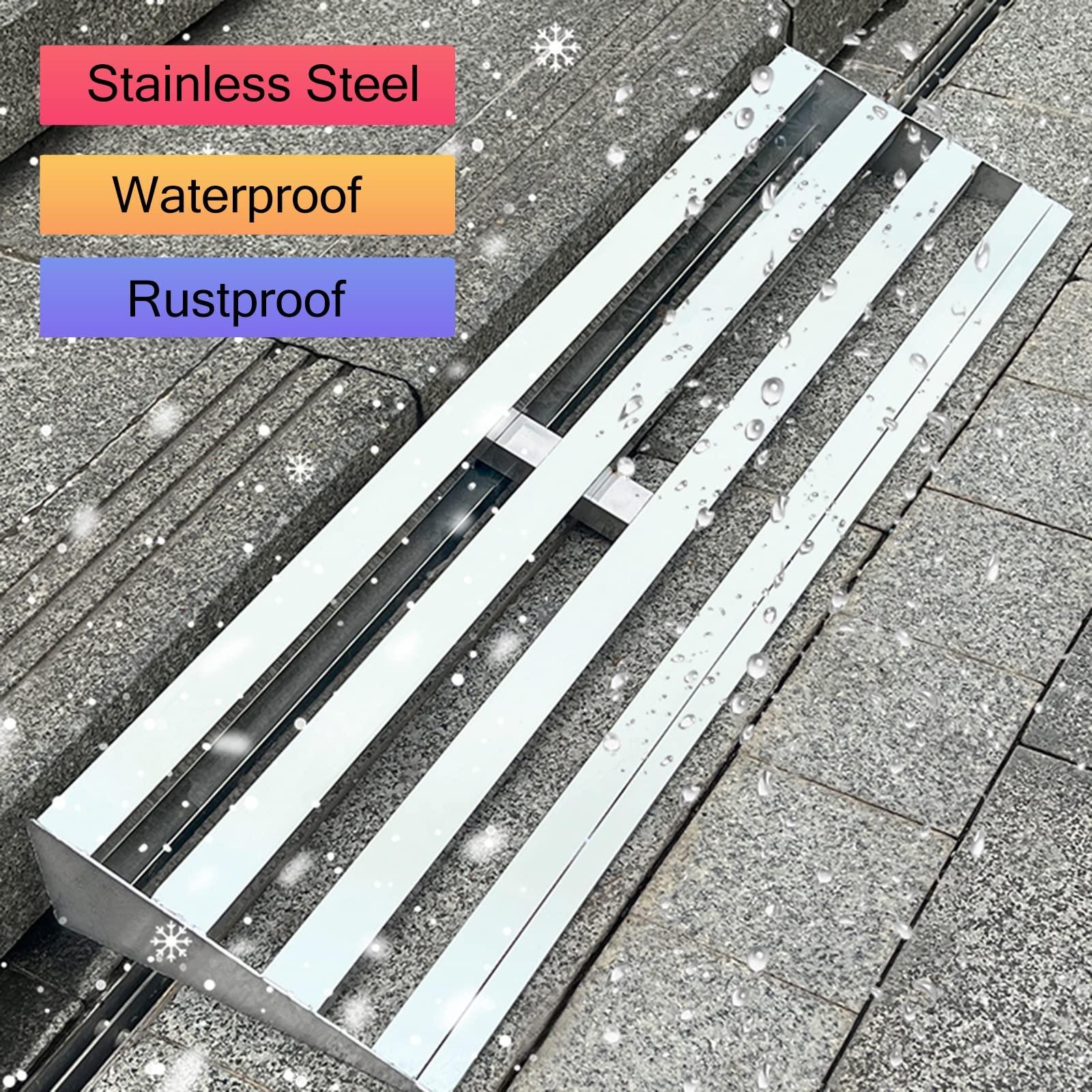 ZAQYCM Driveway Curb Ramps with Drainage, Stainless Steel Slatted Ramps for Door Threshold/ Sidewalks/ Garage/ Wheelchair, Shed Ramps for Lawn Mower, Motorcycle Ramp ( Color : LxWxH , Size : 19.6x12x4 in(50x