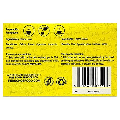 Peruchef Peruchef Te Hierba Luisa 20 Sobres Filtrantes | 20 Tea Bags of Lemon Grass from Peru 3 Pack