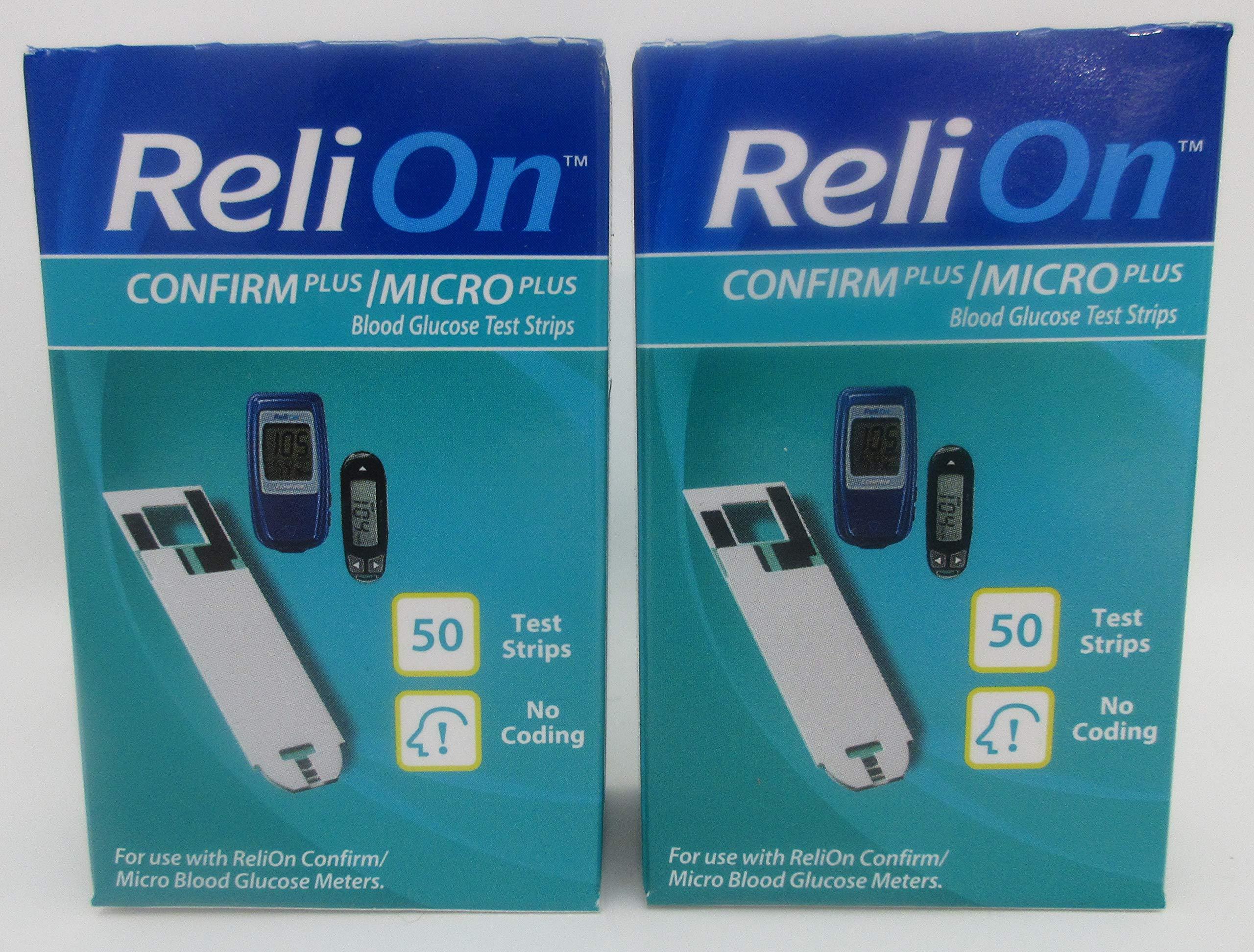 Reli On ReliOn Confirm Plus/Micro Plus Blood Glucose Test Strips - 100 ct (Two 50 ct Boxes)