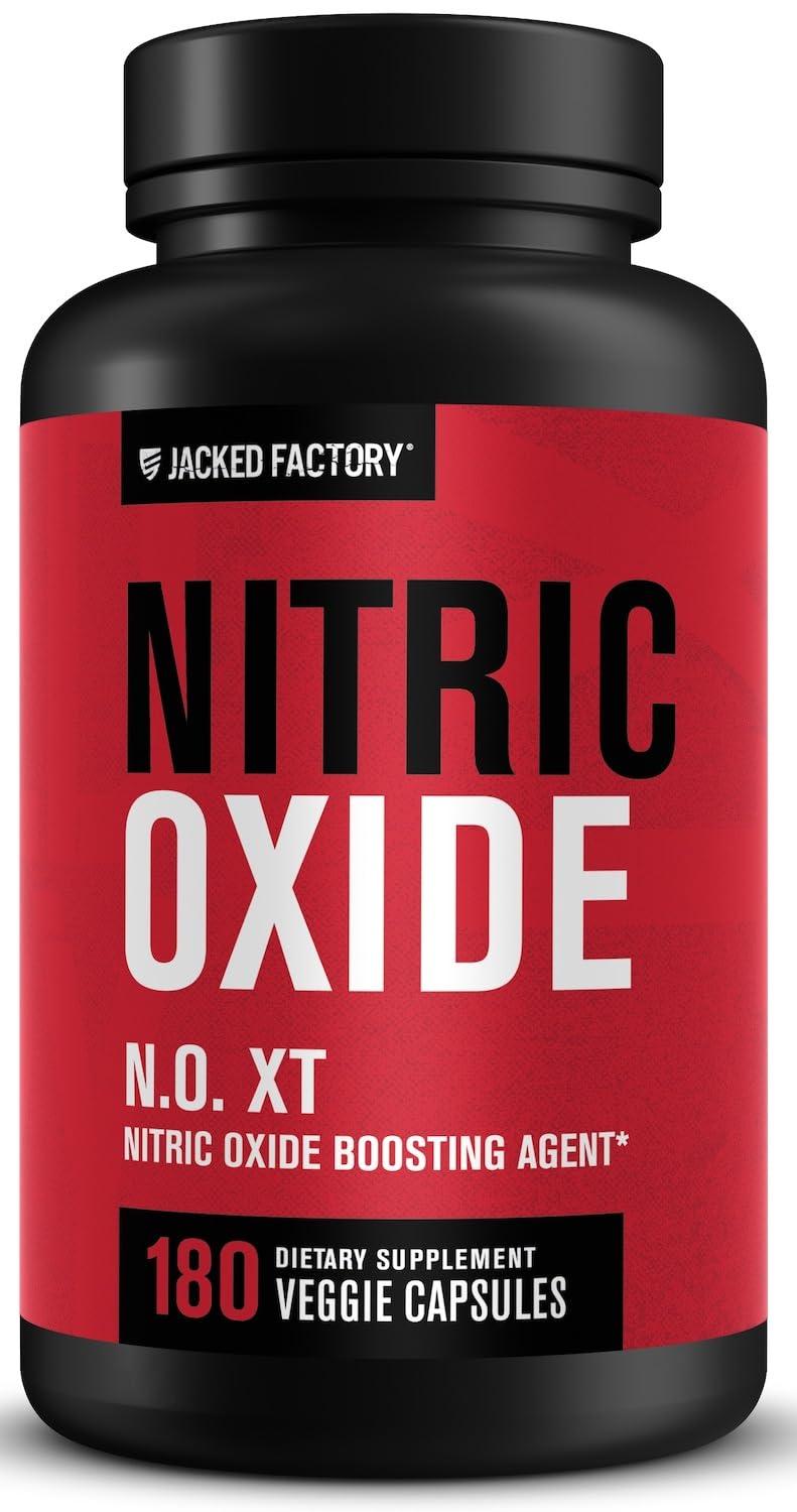 Jacked Factory Jacked Factory N.O. XT Nitric Oxide Supplements for Men w/Nitrosigine L Arginine L Citrulline Supplement for Muscle Pumps & Vascularity - Pre Workout Nitric Oxide Booster & Muscle Builder - 180 Caps