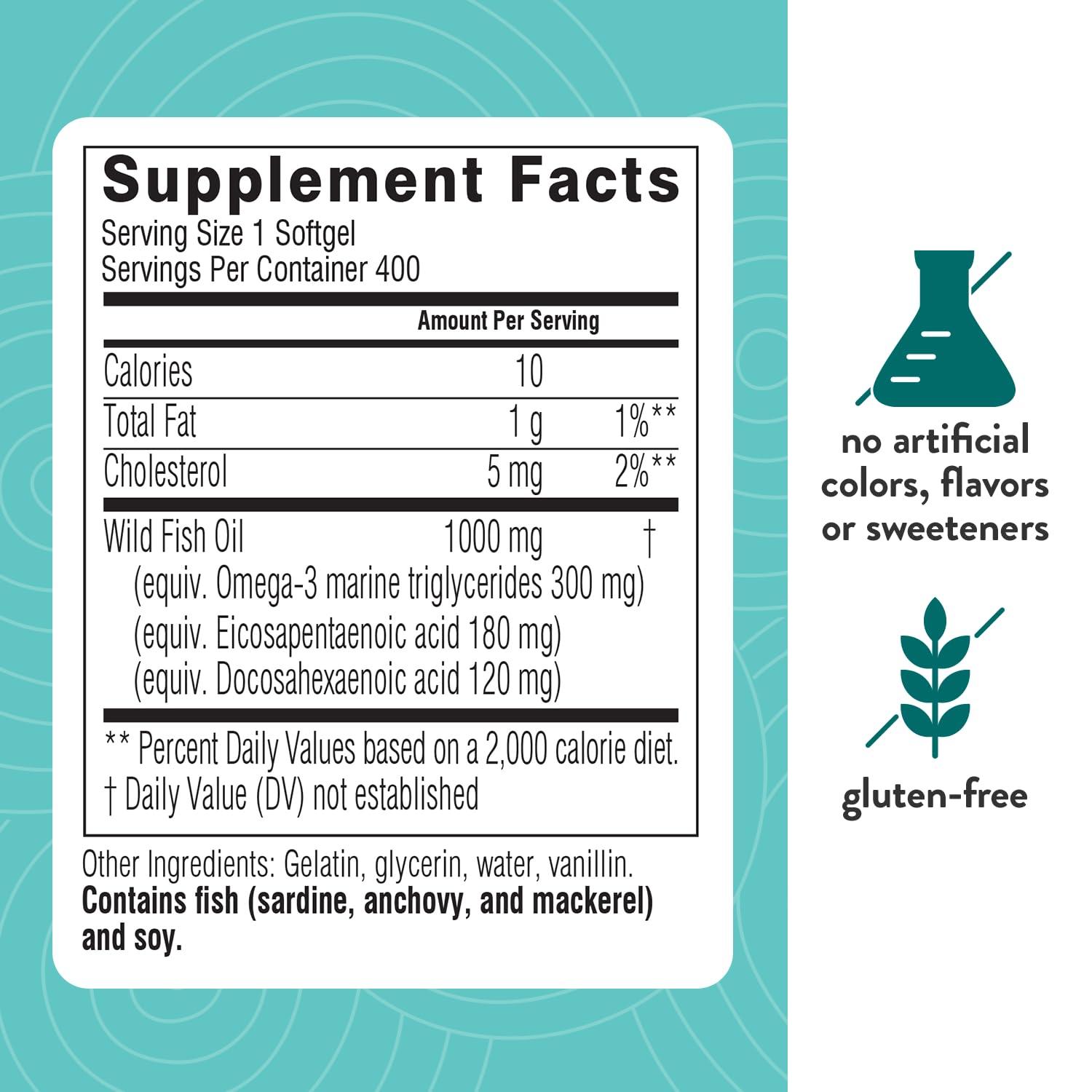 Swisse Swisse Omega 3 Fish Oil Supplement 1000mg | Heart, Brain & Eye Health Omega-3 DHA & EPA | Sustainably Sourced Essential Fatty Acids | Promotes Nervous System Health & Mood Balance | 400 Softgels