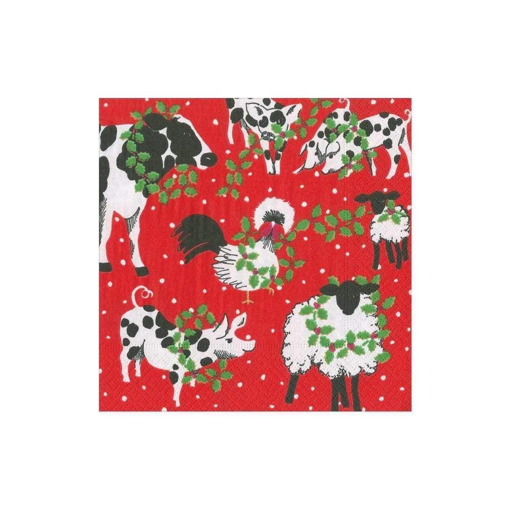 Caspari Caspari Christmas on the Farm Paper Cocktail Napkins - 20 Per Package
