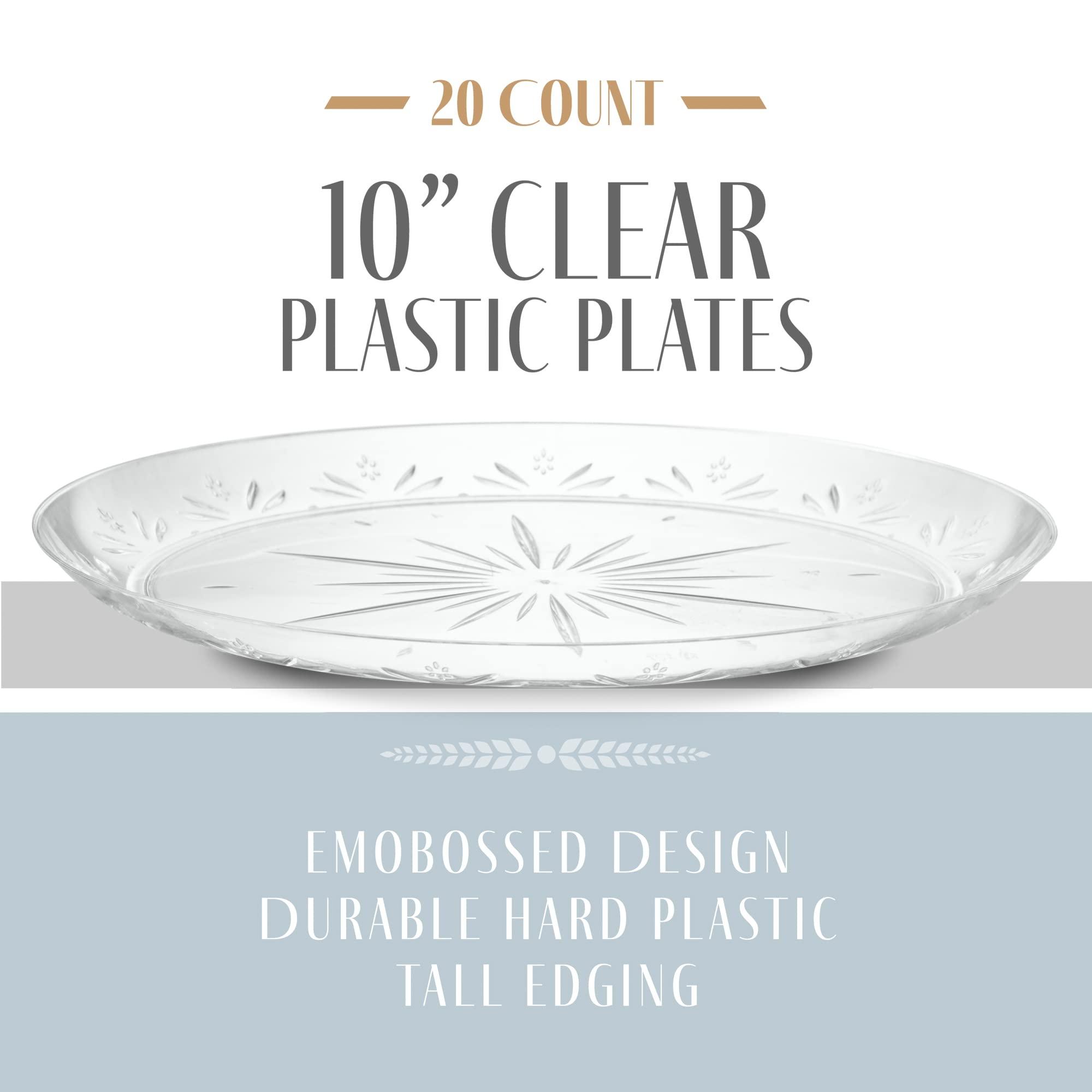 PLASTICPRO PLASTICPRO 10\'\' inch Premium Extra large Heavy Weight Crystal Clear Disposable Plastic Dinnerware Party Plates or Platter Pack of 40