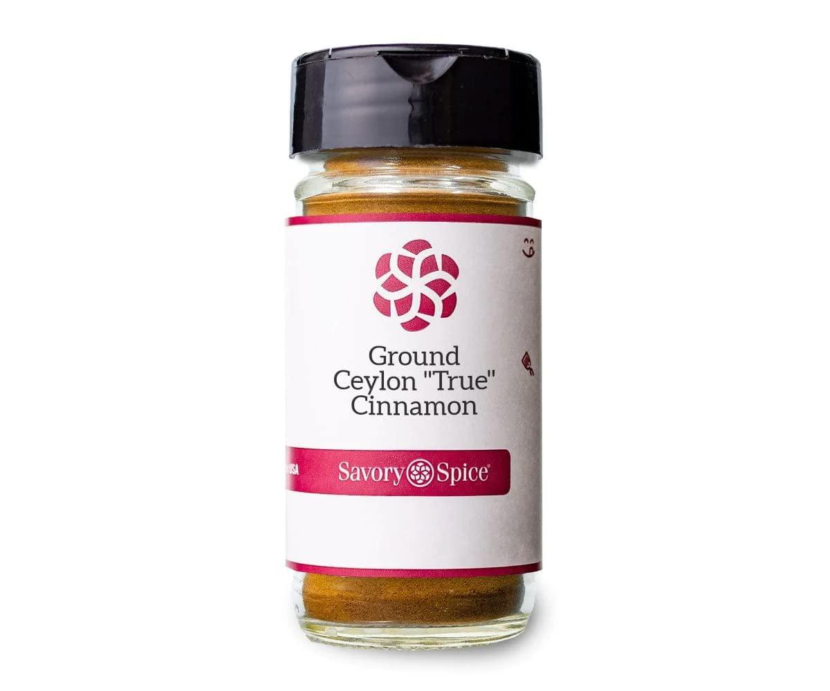 Savory Spice Shop Savory Spice Ground Ceylon True Cinnamon - Ceylon Cinnamon Powder | Real Cinnamon Seasoning for Desserts, Baked Goods, Cakes, Muffins, Pies, Pastries (Medium Jar - Net: 1.55 oz)