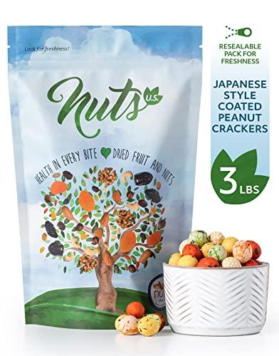 NUTS - U.S. - HEALTH IN EVERY BITE ! NUTS U.S. - Japanese Coated Peanut Crackers | Japan Mix | No Trans Fat and Non-GMO | Natural Snacks | Packed in a Resealable Bag!!! (Japan Mix, 3 LBS)