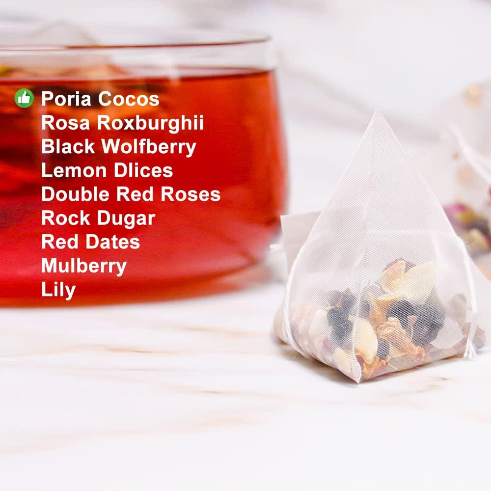 Plant Gift Plant Gift 25 Cups Mulberry Rose Prickly Pear Tea Bag ( SANG SHEN MEI GUI CI LI CHA) 8.81oz (10g*25bags/250g) Poria Cocos, Lily Natural Mixed Herbal Combination of Floral Tea