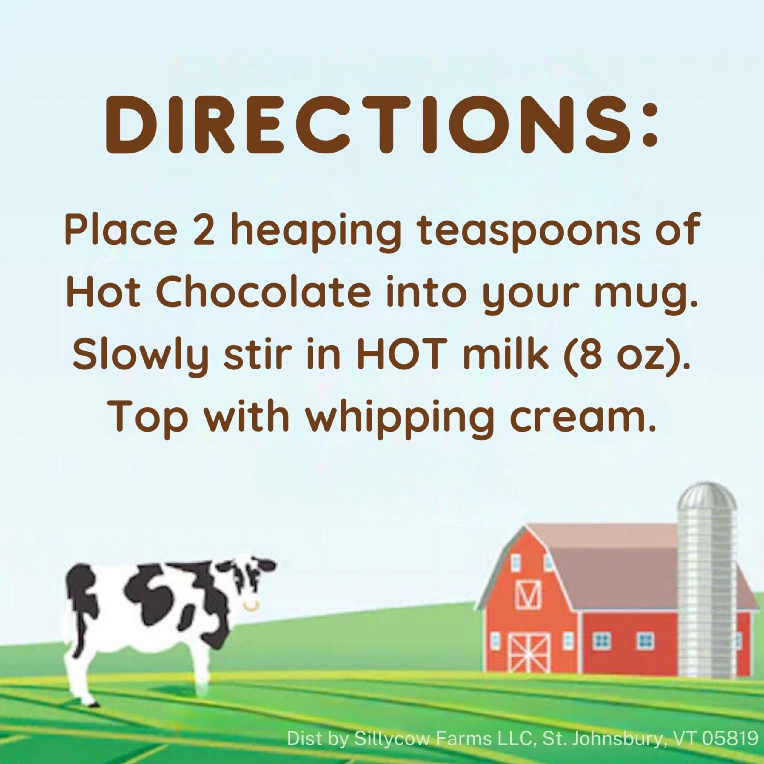 Silly Cow Sillycow Farms Hot Chocolate Mix Flavor | Rich Hot Cocoa Delight | Gluten-Free, Non-GMO, Dairy-Free | Nut-Free Certified Quality Cocoa Powder Blend | 16.9 Oz Reusable Glass Bottle - Pack of 1