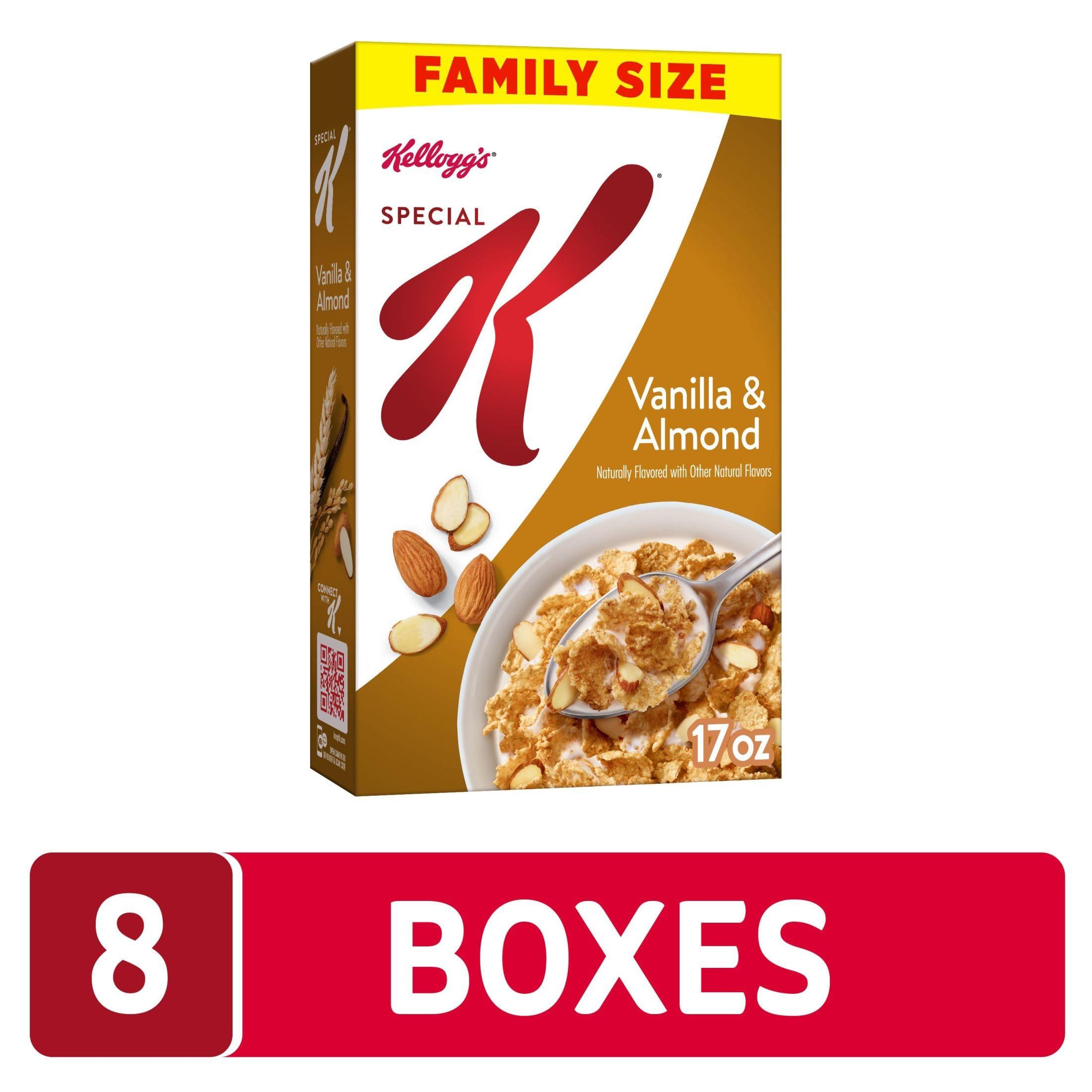 Special K Kellogg\'s Special K Breakfast Cereal, Fiber Cereal, Family Breakfast, Family Size, Vanilla and Almond (8 Boxes)