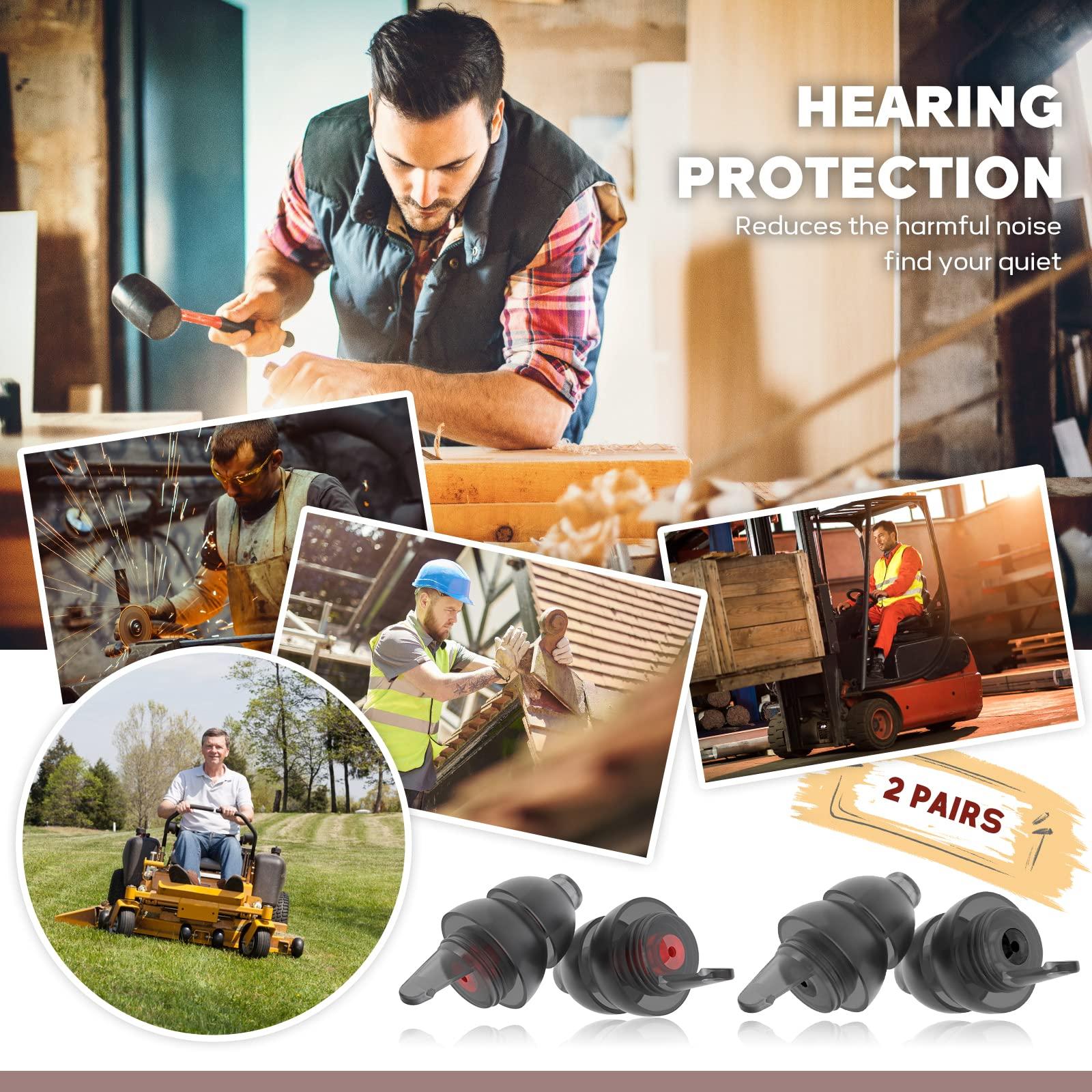 softvox Softvox Corded Ear Plugs for Work 2 Pairs, 100x Reusable Ultra-Comfy Earplugs with Detachable String, Hearing Protection for Shooting Range Construction Mowing Focus Safety, 25 dB Noise Reduction