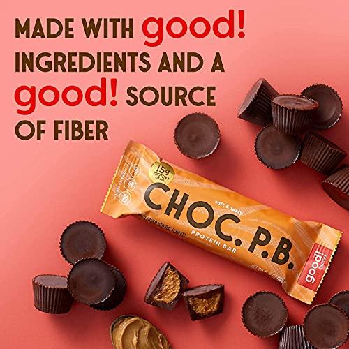 good! good! Snacks Vegan Protein Bars Bundle, Chocolate Peanut Butter & Cookie Dough (24 Bars) Gluten-Free, Plant Based, Low Sugar, High Protein Meal Replacement, Healthy Snacks for Energy, 15g Protein