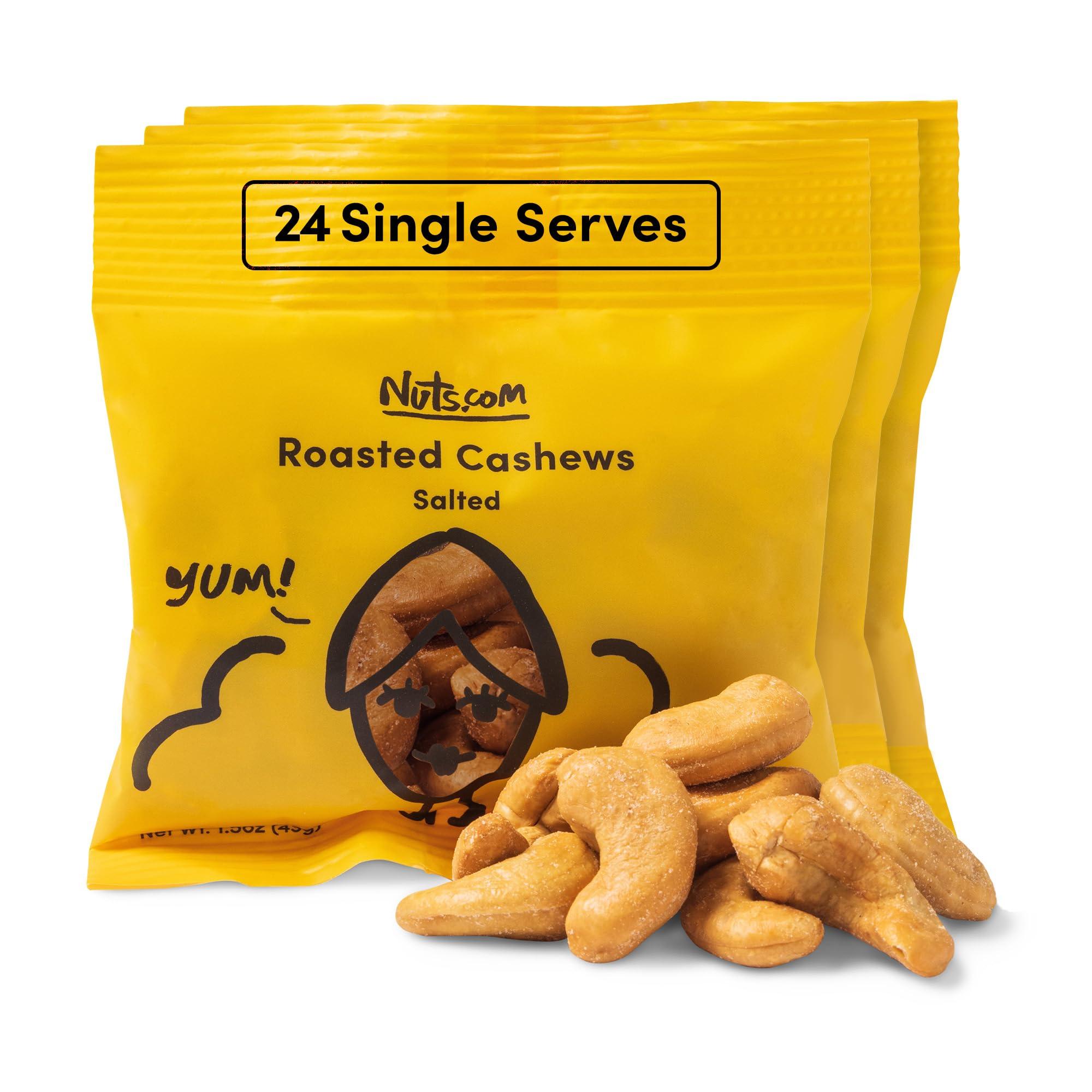 Nuts.com Nuts.com Roasted Cashews (Salted Single Serve) Creamy & Savory Flavor, Healthy Snack for Adults & Kids, Good Source of Protein, Fiber, Calcium, Iron & Healthy Fats Vegan & Gluten-Free 2 Lb Bag