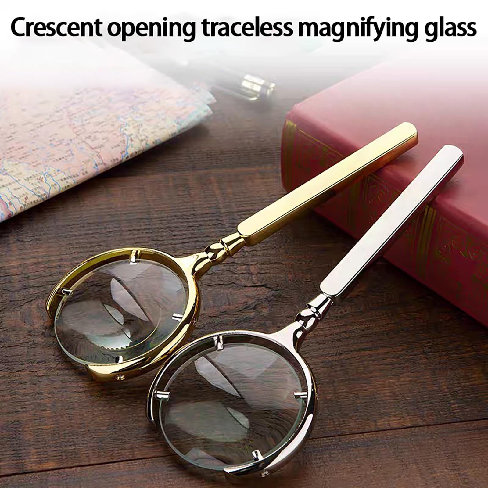 COnvow Real Glass Large Magnifying Glass - Reading Magnifier for Books -Handheld 63mm Strong High Clarity Eye Glasses for Home Learning, Reading and Fault Finding