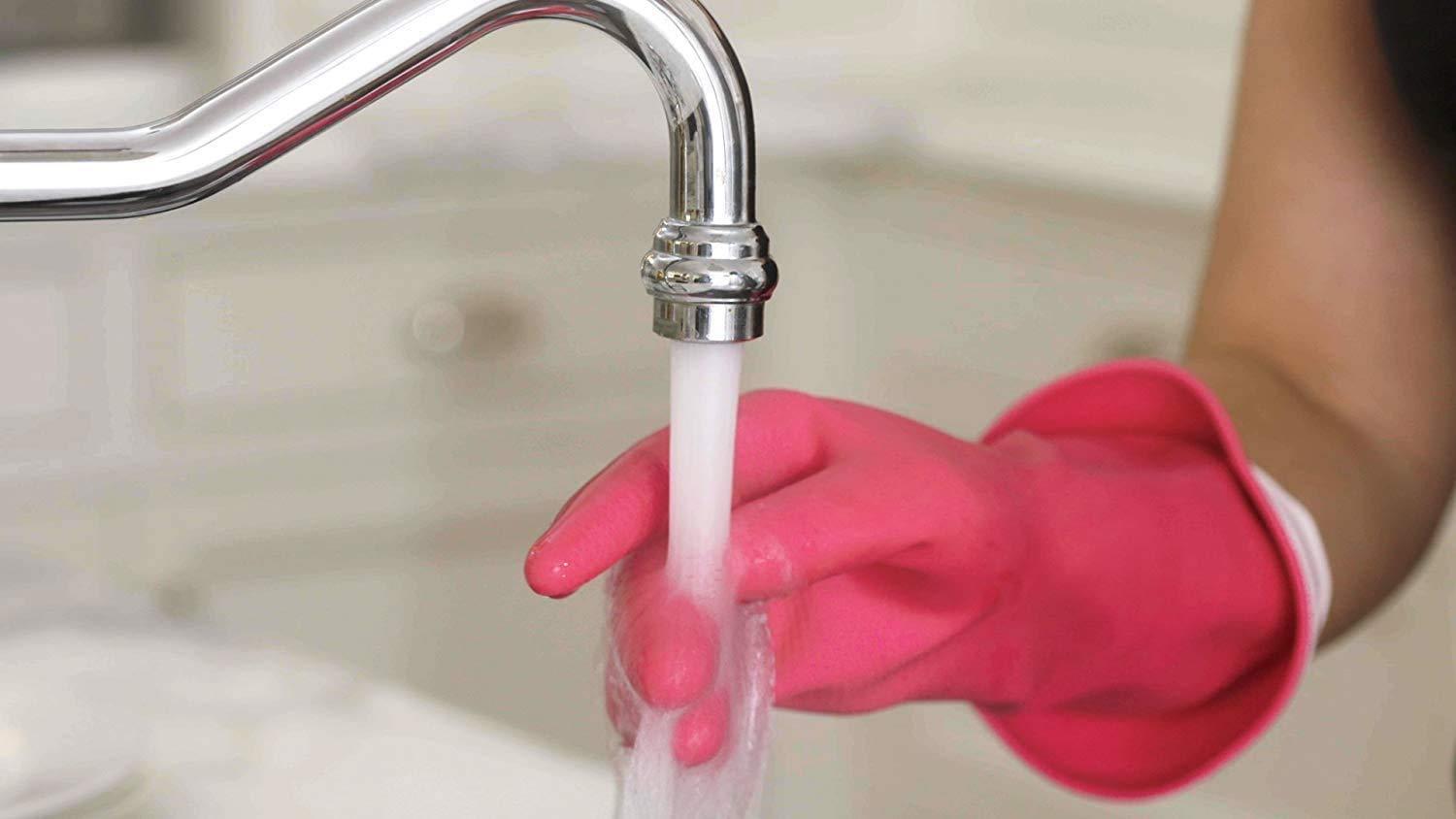 Casabella Casabella Premium Waterblock Cleaning Gloves - 6 Pair (12 Gloves) Pink - (Small)