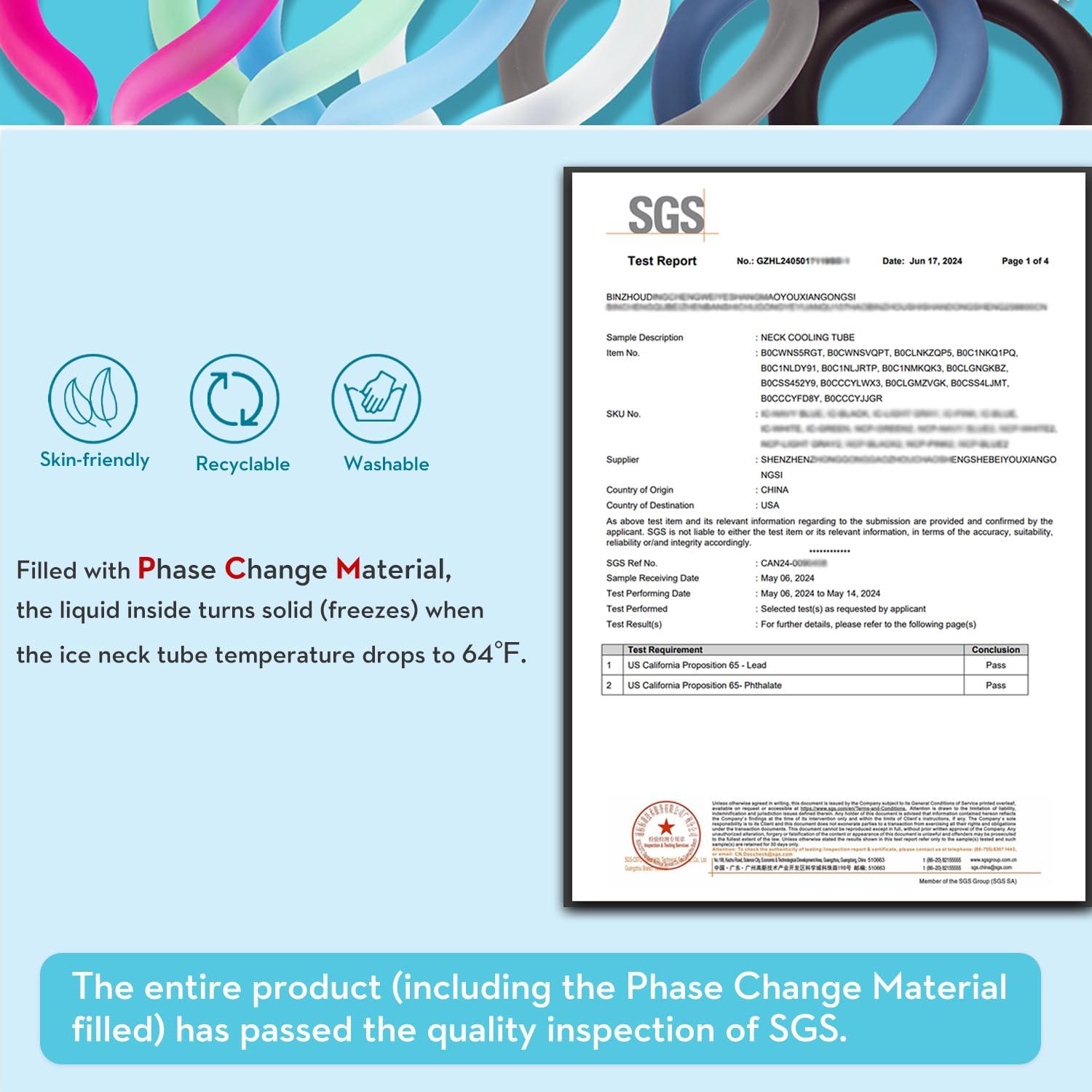 Padutson 2PCS Neck Cooling Tube, Reusable Ice Neck Cool Ring Wearable Body Cooling Products for Indoor Outdoor, Neck Coolers for Hot Weather