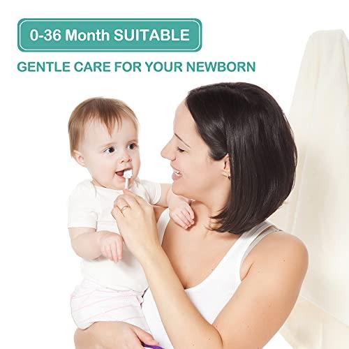 Geyfun Geyfun Baby Tongue Cleaning, 43-Pack Infant Baby Tougue Cleaner, Disposable Baby Gum Brush Newborn Mouth Cleaner Dental Care for 0-36 Month Baby + 1 Finger Toothbrush with Case