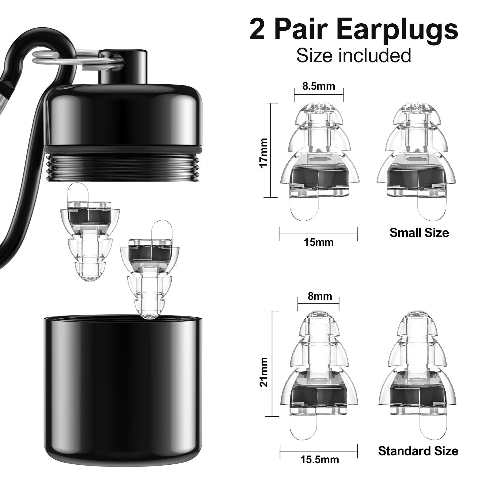 YomauiYee High Fidelity Concert Earplugs for Concerts MusiciansEarplugs for noise reduction24db Advanced Filter Technology Ear Protection for Music Festivals,DJ\'s, Nightclub, Drummers - 2 PairsBlack