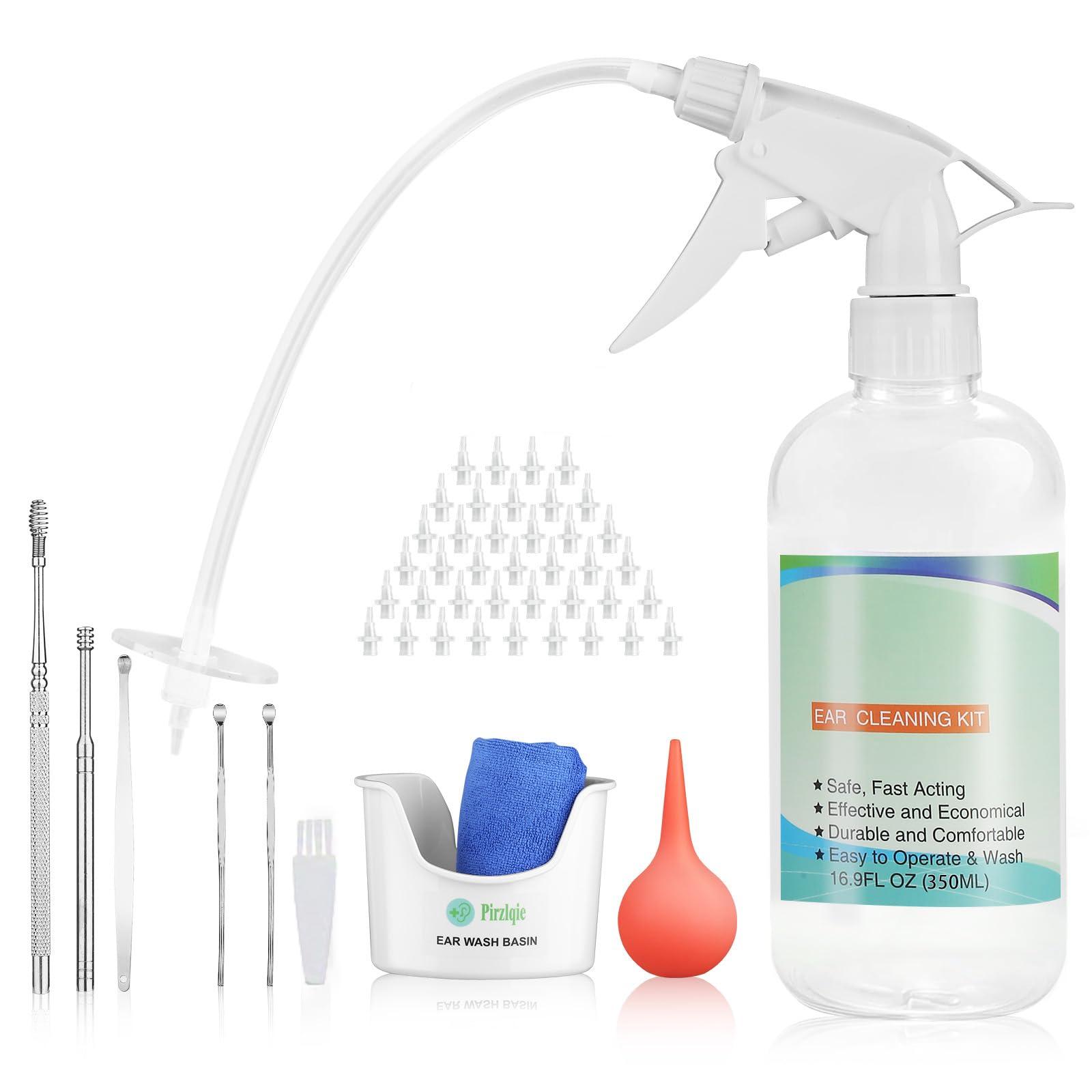 QISXROVY Ear Wax Removal Tool, Ear Cleaning Kits Safe Ear Irrigation Kit Ear Flush Kit for Adults Kid, Ear Wax Washer Device Easy to Operate, Includes Basin, Syringe, Curette Kit, Towel and 40 Disposable Tips
