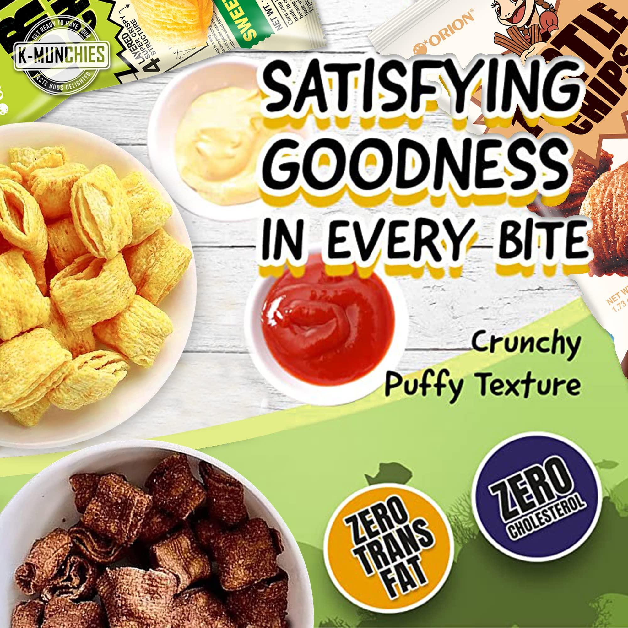 K-Munchies K-Munchies Orion Turtle Chips - 6 Variety Packs, 49g - Churro Chips (3), and Sweet Corn Chips (3) Flavors - Snack Size Korean Chips - Savory, Crispy Korean Snacks - On-The-Go Korean Corn Snack Chips