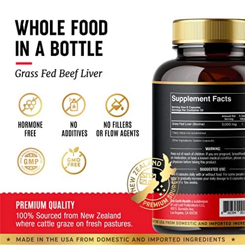 One Earth Health One Earth Health Beef Liver Capsules. 100% Grass Fed New Zealand Beef Liver. Pasture Raised. GMO and Filler Free. 200 Capsules (3,000mg Serving)