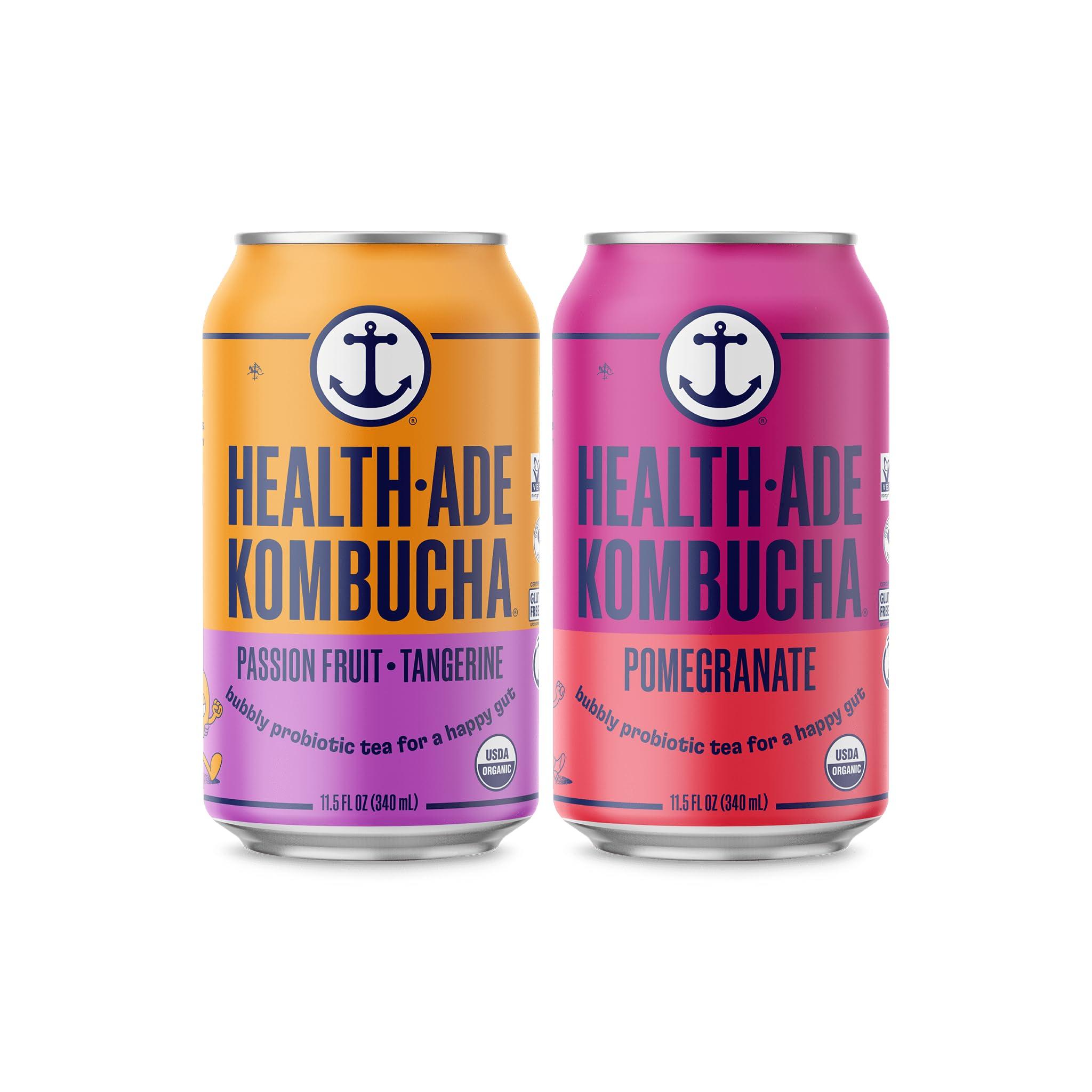 Health-Ade Health-Ade Bubbly Besties Kombucha Tea Organic Drink, Fermented Tea with Living Probiotics, Non-GMO, Vegan, Gluten Free, 12 Pack (11.5 Fl Oz Cans)
