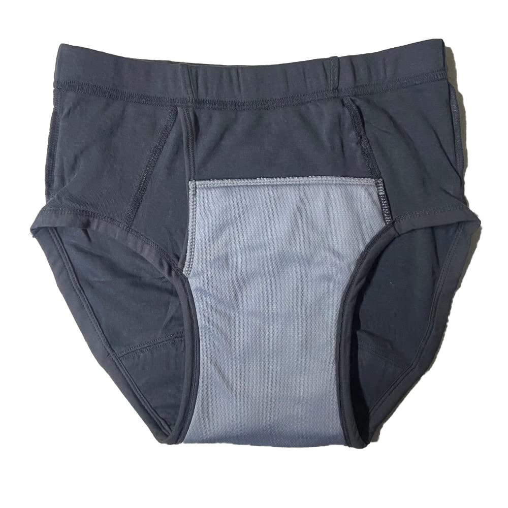 Esfeely 3-Pack Men’s Incontinence Underwear Cotton Regular Absorbency Reusable Washable Urinary Incontinence Briefs 150ml pad … (X-Large, Black)