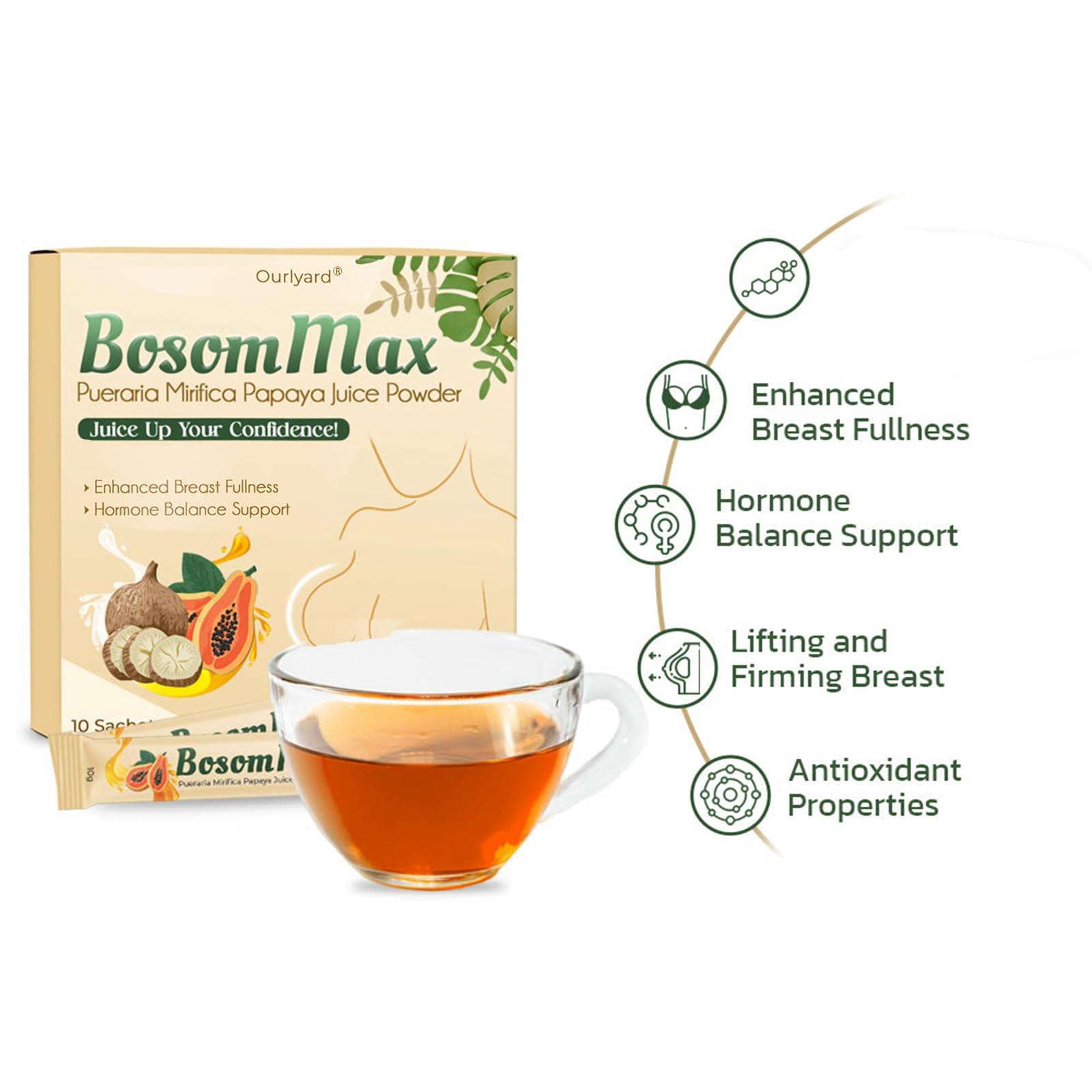 BSWell Pueraria-Mirifica Papaya Juice Powder for Women,100% Natural and Organic Everyday Chest Care Powder, Concentrated Papaya Kudzu Root Powder,10g/Sachet & 10pcs/Box (3)