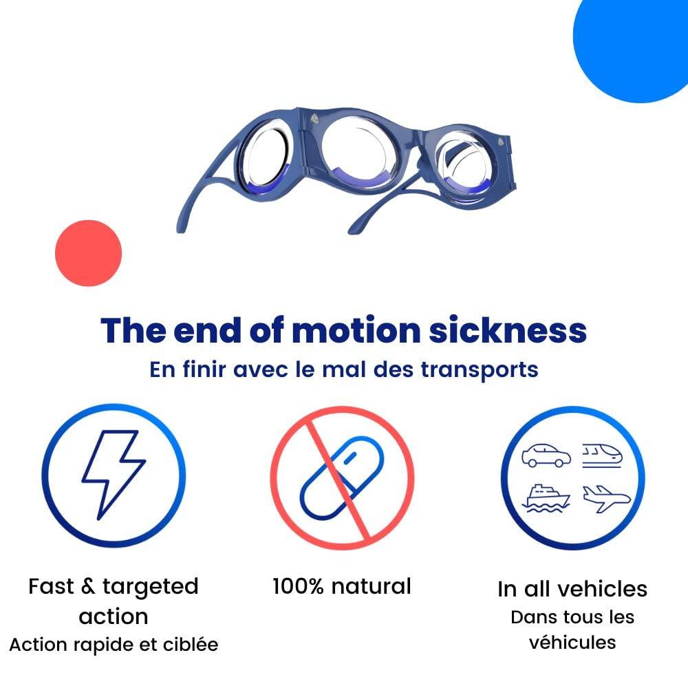 Boarding Ring Boarding Glasses - Motion Sickness Glasses - Original Technology against Sea Sickness and Car Sickness - Effective in Minutes - 100% Natural (Blue)