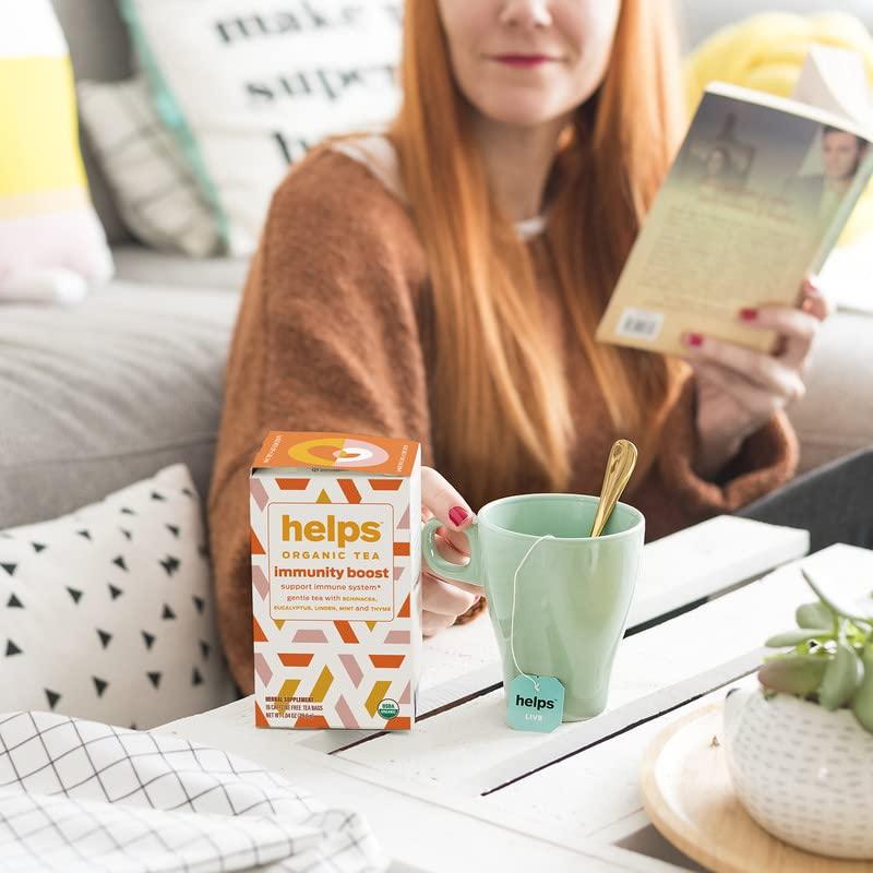 HELPS PHARMADUS BOTANICALS HELPS TEAS | Helps Immunity Boost | Organic herbal blend of Echinacea, Eucalyptus, Mint, Linden, Thyme and Natural Honey Flavor. Facilitates Respiratory Health | 16 Tea Bags - Pack of 6 |