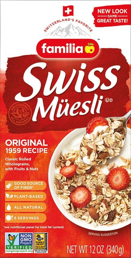 Familia Familia Swiss Muesli Cereal, Original Recipe with Fruit and Nuts - Enjoy Hot, Cold or as Overnight Oats, 12 oz (Pack of 6)