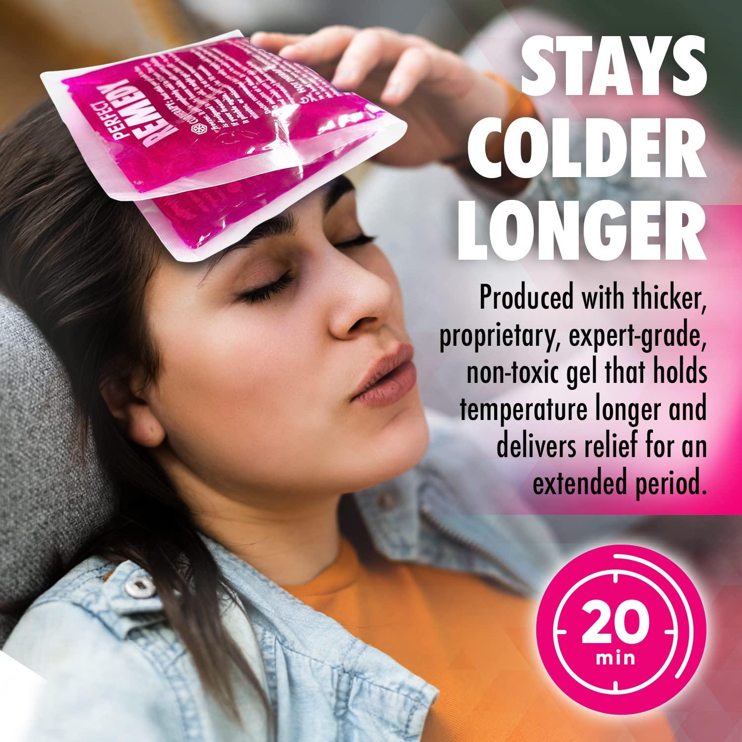 Perfect Remedy 2 Pack Reusable Ice Packs for Injuries Gel, Soothing Flexible Ice Packs for Injuries, Reusable Hot and Cold Pack for Pain Relief, Hot Water Bottles Alternative, Ice Packs Gel (Pink, Large)