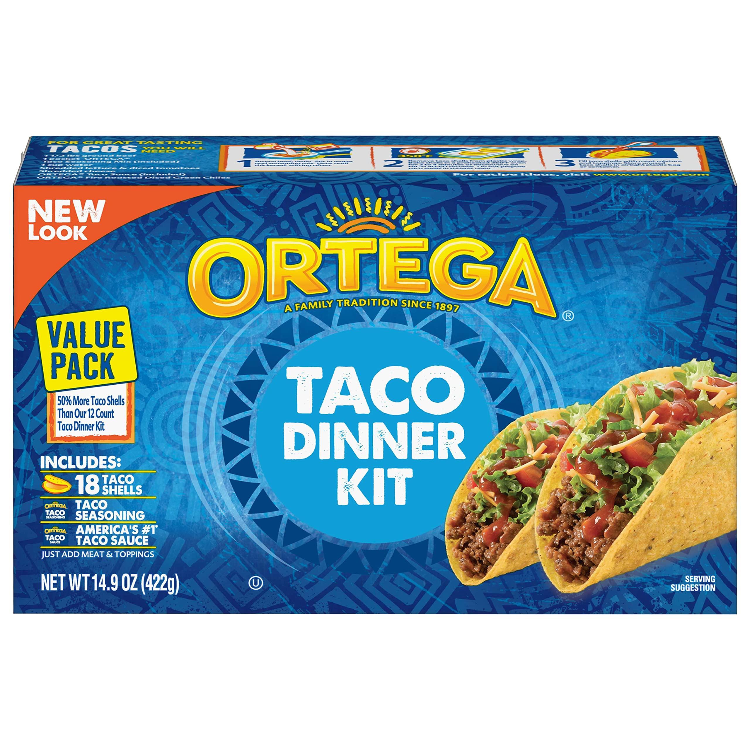Ortega Ortega Taco Dinner Kit, Hard Tacos, 18 Count