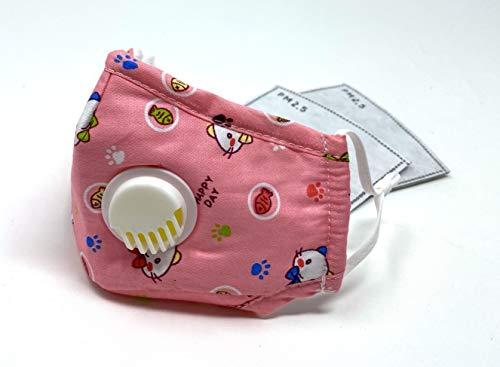 BengC BengC Reusable Kid Face Mask (Pink Happy Cat) with Breathing Valve + 2 Filters