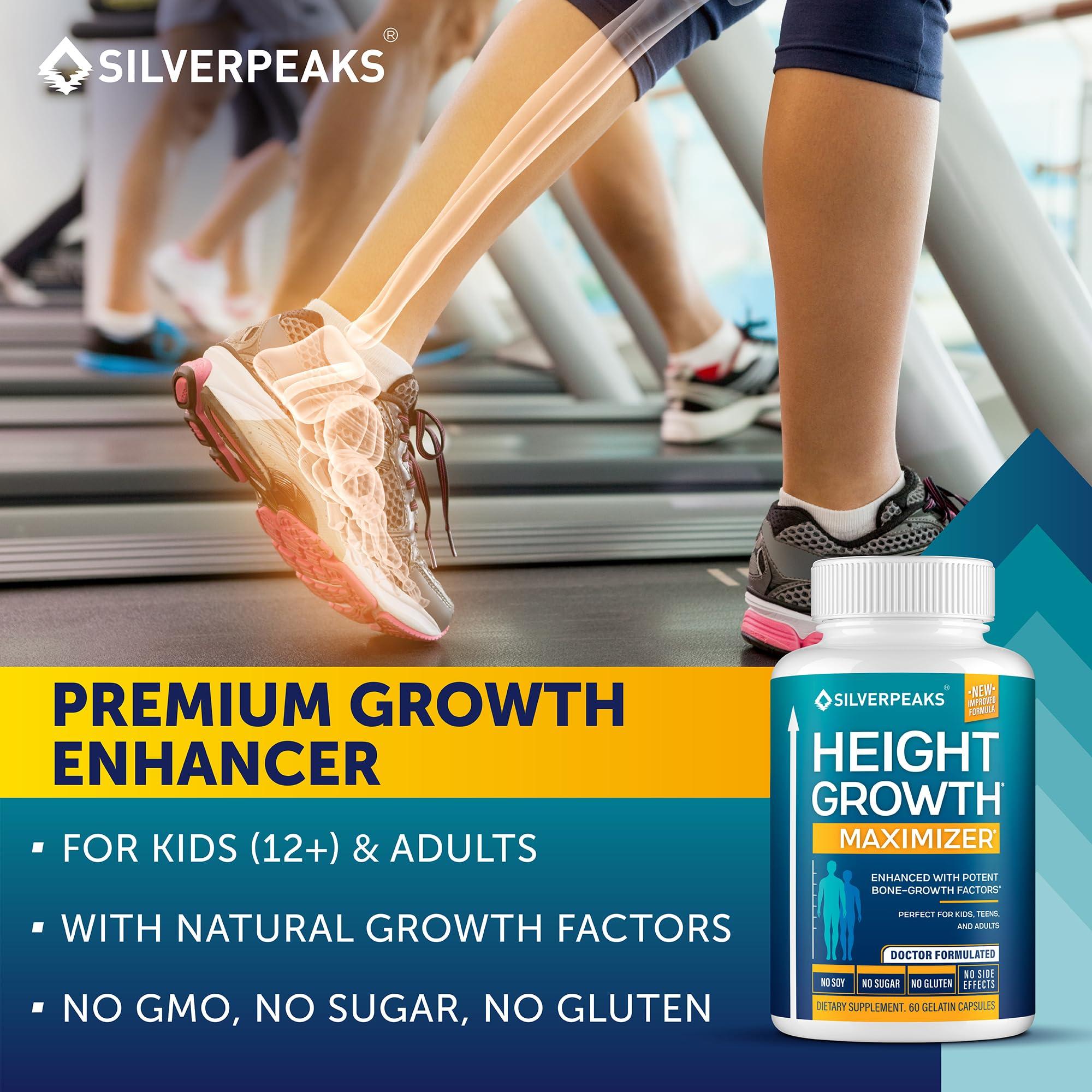 SILVERPEAKS SILVERPEAKS Growth Capsules to Grow Taller - Height Growth Maximizer with Calcium for Bone Strength - Made in USA - Natural Get Taller Supplement to Increase Bone Growth - Pack of 2