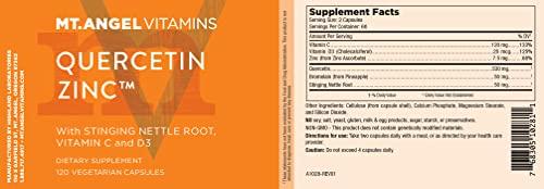 Mt. Angel Vitamins Mt. Angel Vitamins - Zinc Quercetin with Bromelain Supplement Immune Support & Respiratory Health - Quercetin 500mg Capsules | Zinc 50mg | Vitamin C Capsules | Immune Booster for Adults - 120ct.