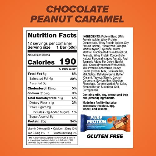 Fulfil FULFIL Vitamin Protein Bars, Chocolate Salted Caramel, 12 Count and Pure Protein Bars, Chocolate Peanut Caramel, 12 Count