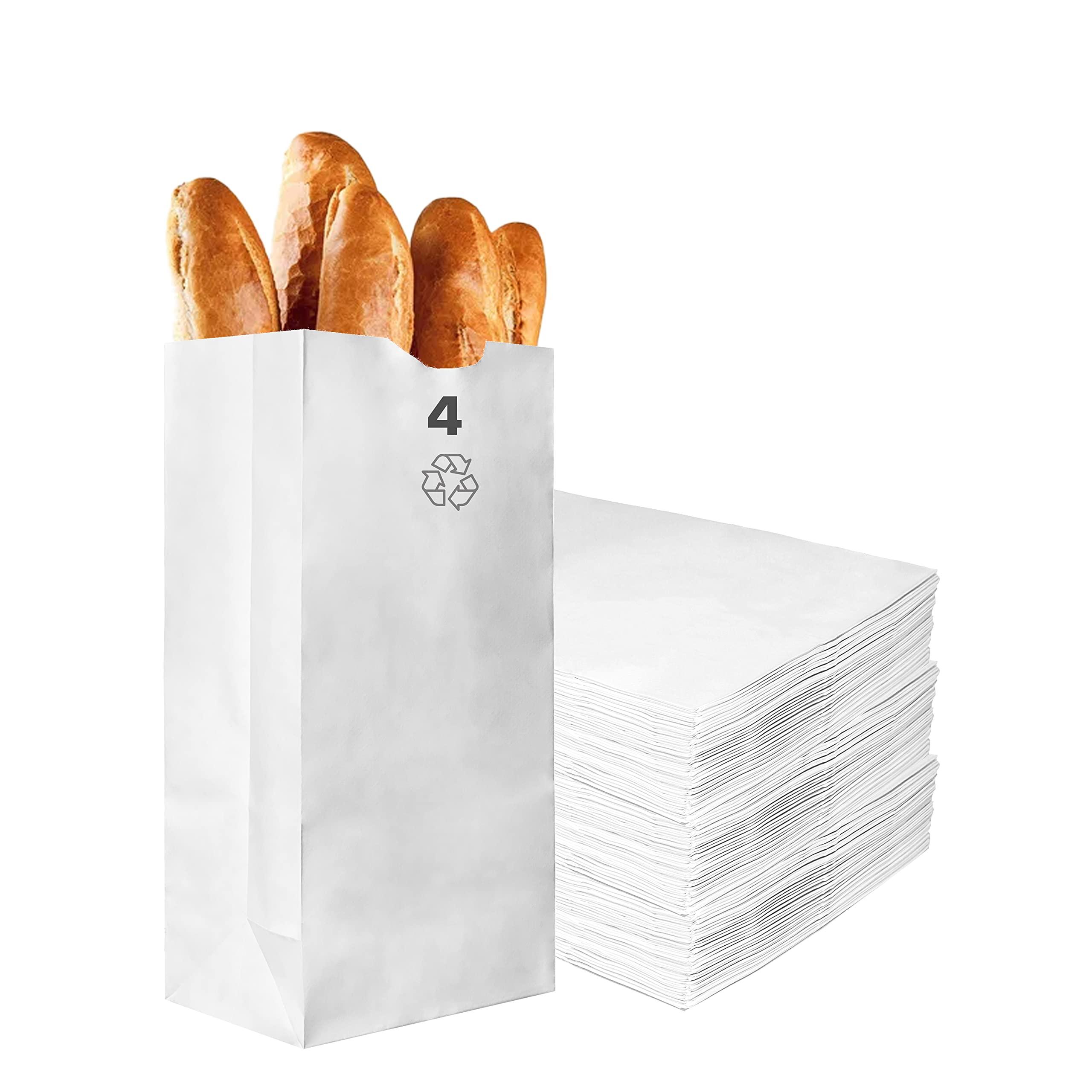EcoQuality Paper Lunch Bags 4 Lb White Paper Bags 4LB Capacity - Kraft White Paper Bags, Bakery Bags, Candy Bags, Lunch Bags, Grocery Bags, Craft Bags - #4 Medium Lunch Paper Bags / Kraft Paper Sacks by EcoQuality (400, #4 - 4LB)