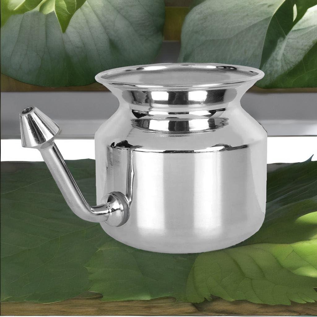 2activelife 2activelife-304 Grade Stainless Steel Ayurvedic Jal Neti Pot for Sinus Congestion and Nasal Cleansing Non-Corrosive Unbreakable Hygienic Smooth Nose Tip Snugly Fits