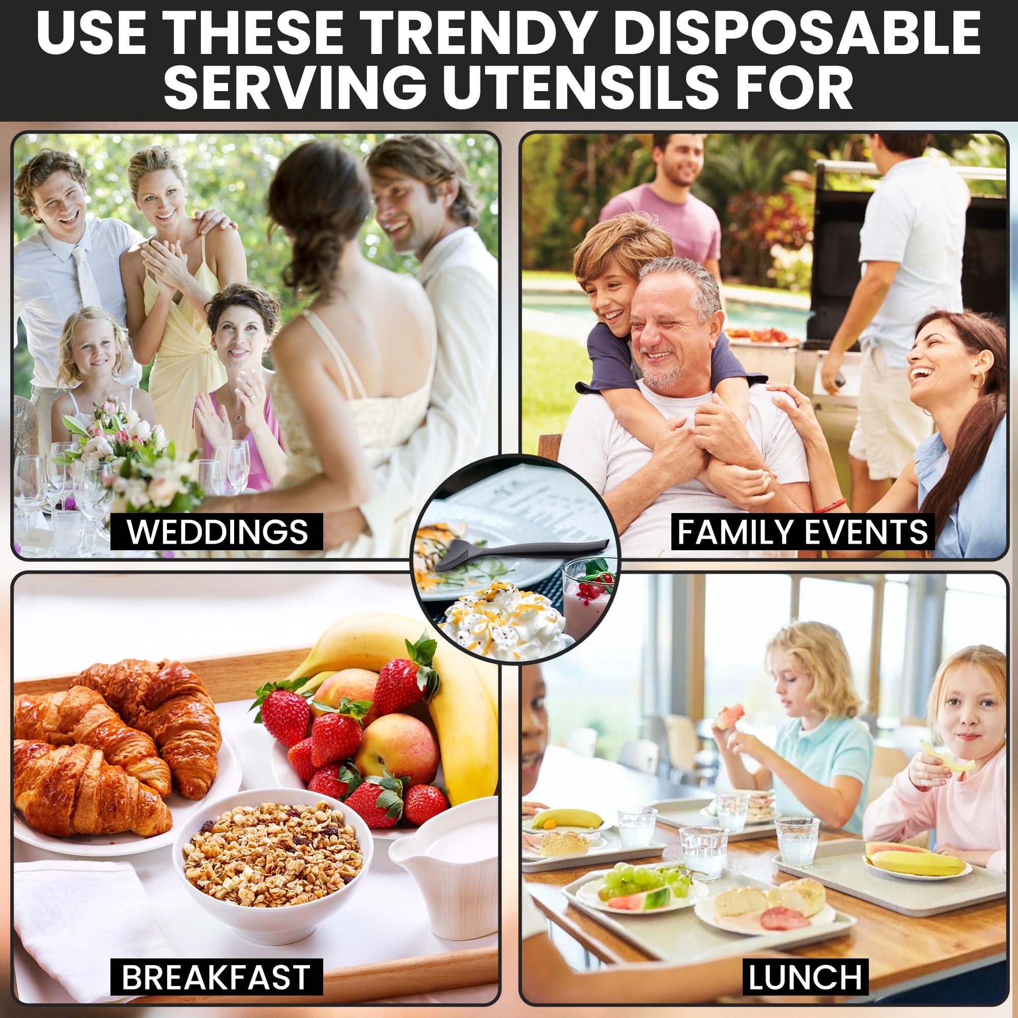 C&S Event Supply Co. 10\" Black Plastic Serving Spoons for Buffet, Bulk 72 Count, Heavy Duty Disposable Spoon, Large Plastic Serving Utensils for your Catering Supplies, Events, Party, and Weddings by C&S Event Supply Co.