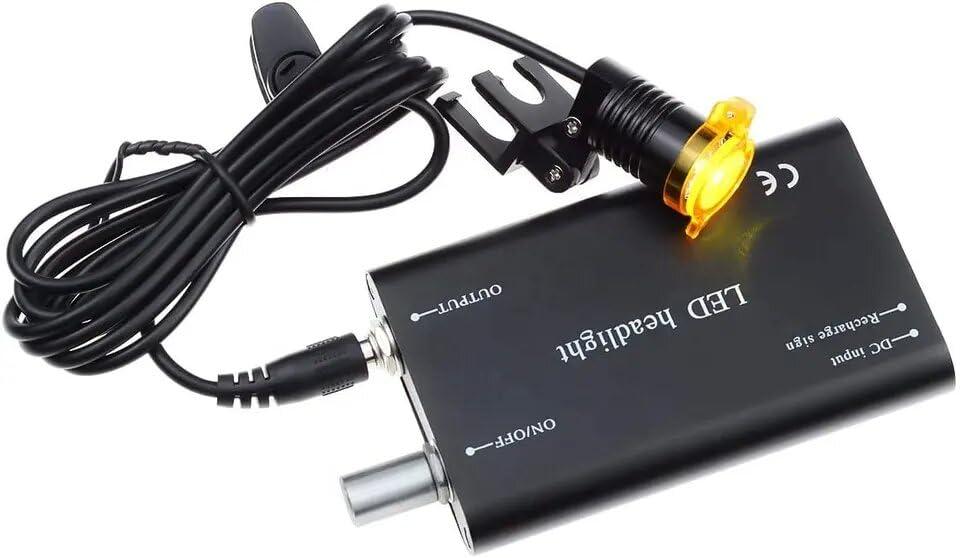 Thollay 3.5X-420MM Binocular Loupes Optical Glasses 3W LED Headlight Lamp with Filter ENT Headlight with Loupe Aluminum Box