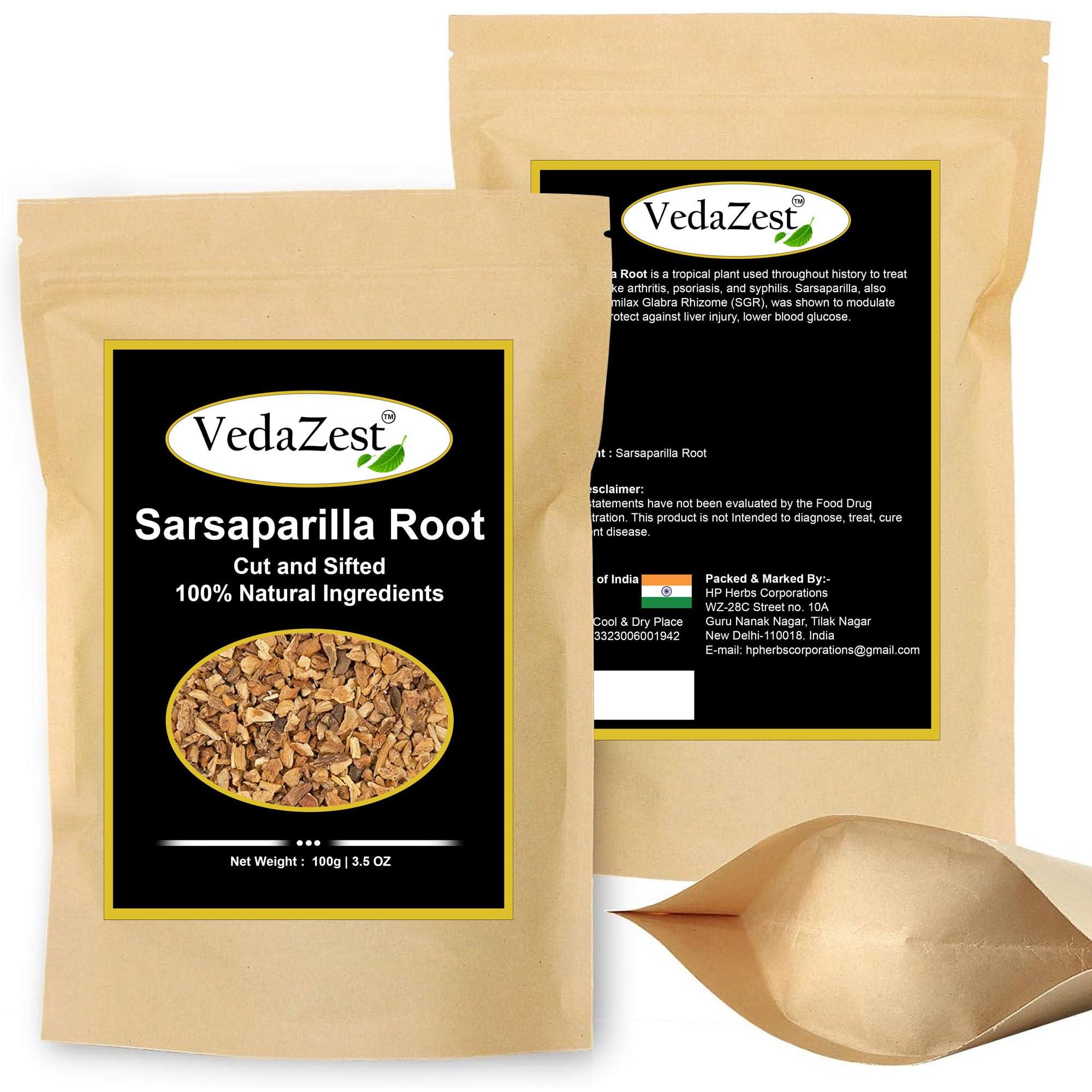 Vedazest Vedazest Natural Sarsaparilla Root Powder, 100g/3.5 oz, Hemidesmus Indicus Sasparilla, Sarsparilla Root Powder, Zarzaparrilla, Cut & Sifted, Sassafras Root Powder (100g)