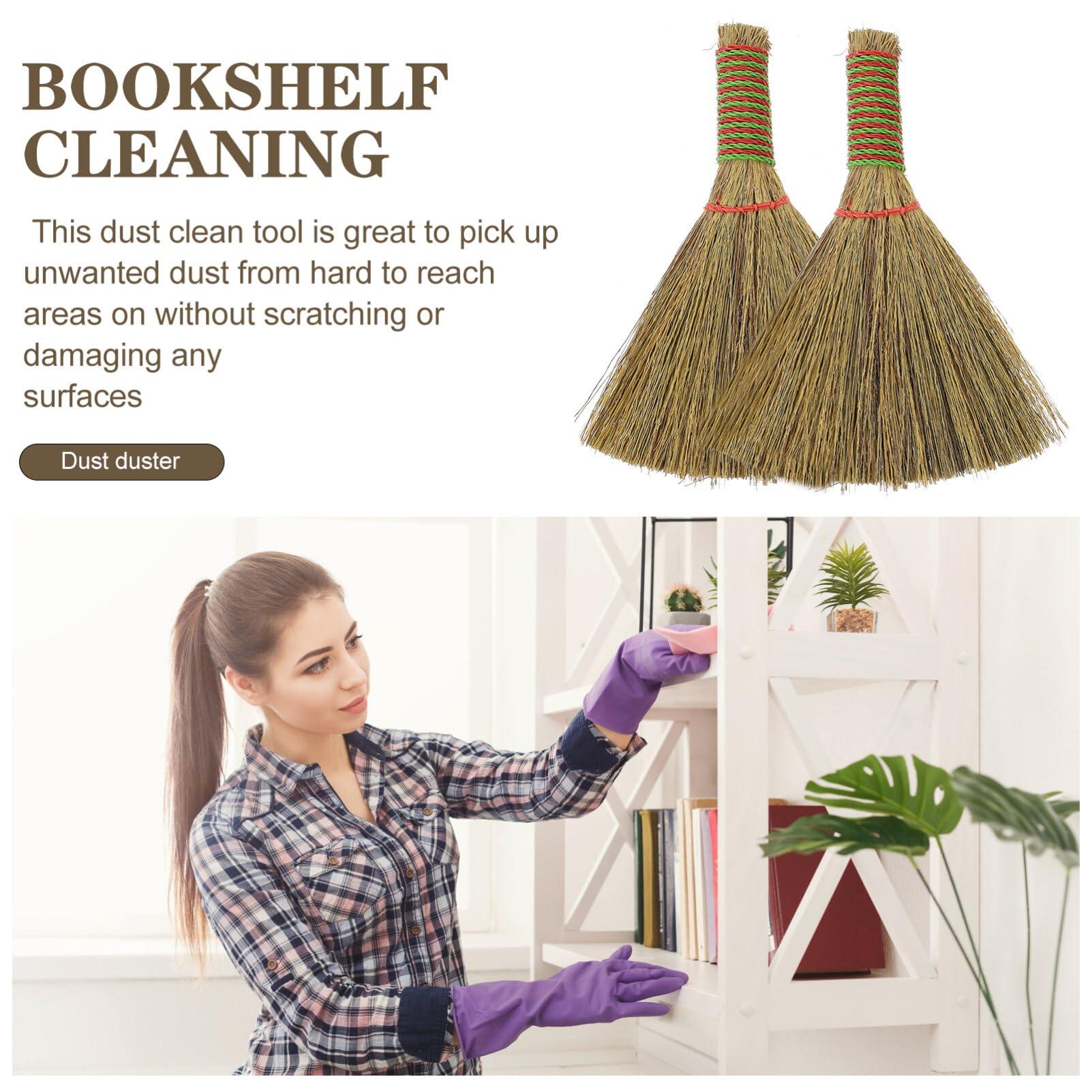 PACKOVE PACKOVE 2pcs Kitchen Cleaning Broom Car Diffuser Handle Broomstick Sweeping Broom Chinese Broom Short Handle Broom Small Whisk Broom Garden Broom Child Miscanthus Cleaning Sweep Portable