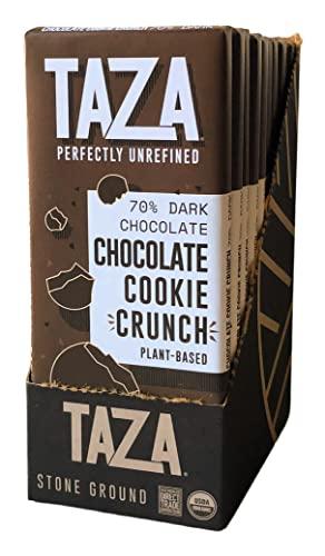 Taza Chocolate Taza Chocolate Organic Smooth & Crunchy Bars 70% Stone Ground, Chocolate Cookie Crunch 2.5 Ounces (10 Count), Vegan